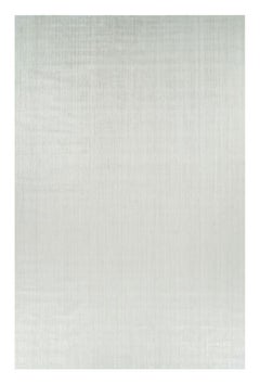Rug & Kilim’s Oversized Textural Rug In Solid White and Silver-Gray Striae