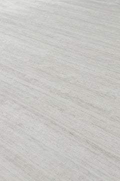 Rug & Kilim’s Oversized Textural Rug In Solid White, Gray and Cream Striae