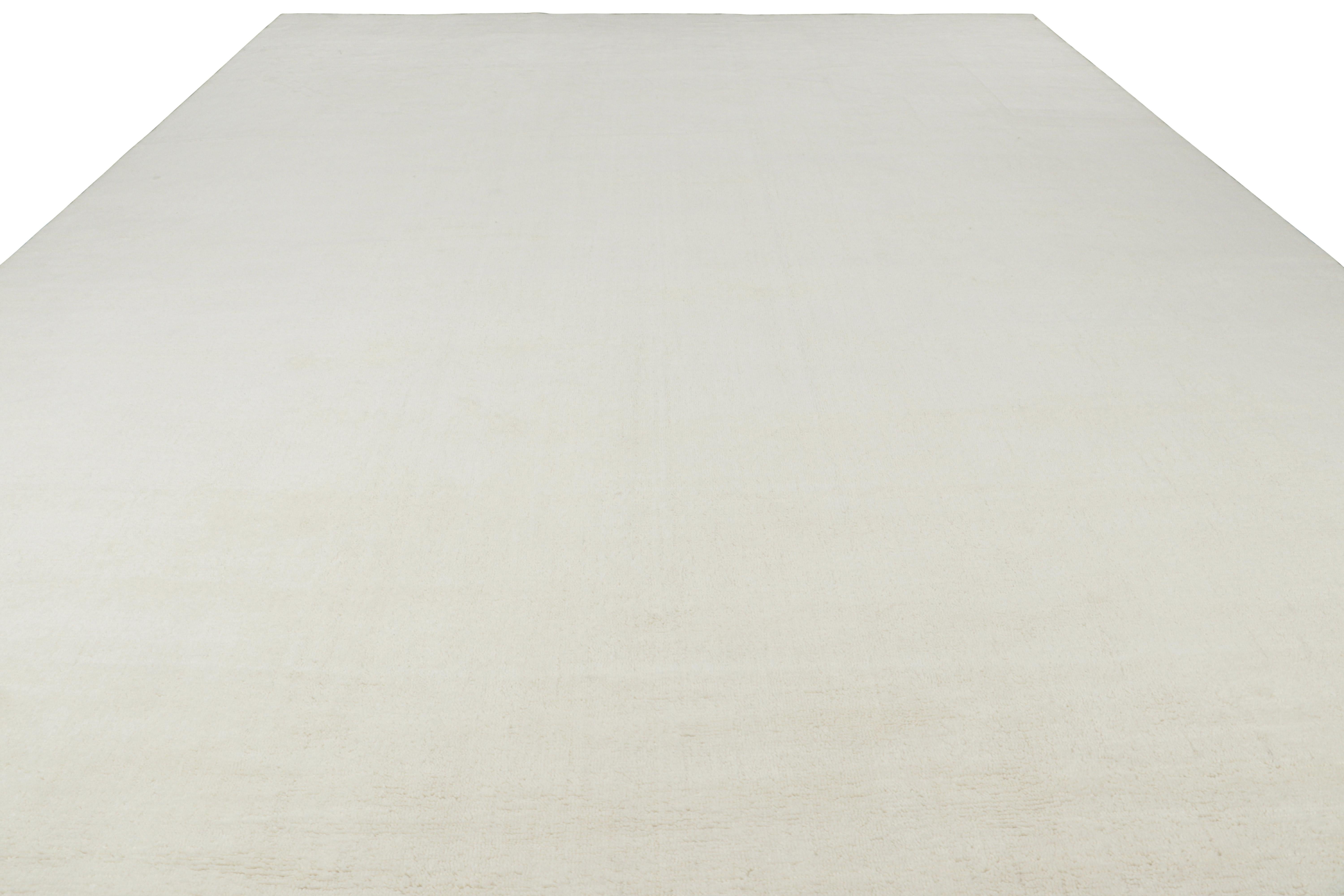 Indian Rug & Kilim’s Oversized Textural Rug in Simple, Solid Cream White Tones For Sale