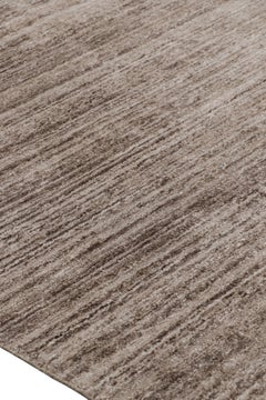 Rug & Kilim’s Oversized Textural Square Rug In Solid Beige-Brown Striae