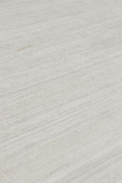 Rug & Kilim’s Oversized Textural Square Rug In Solid White and Gray Striae