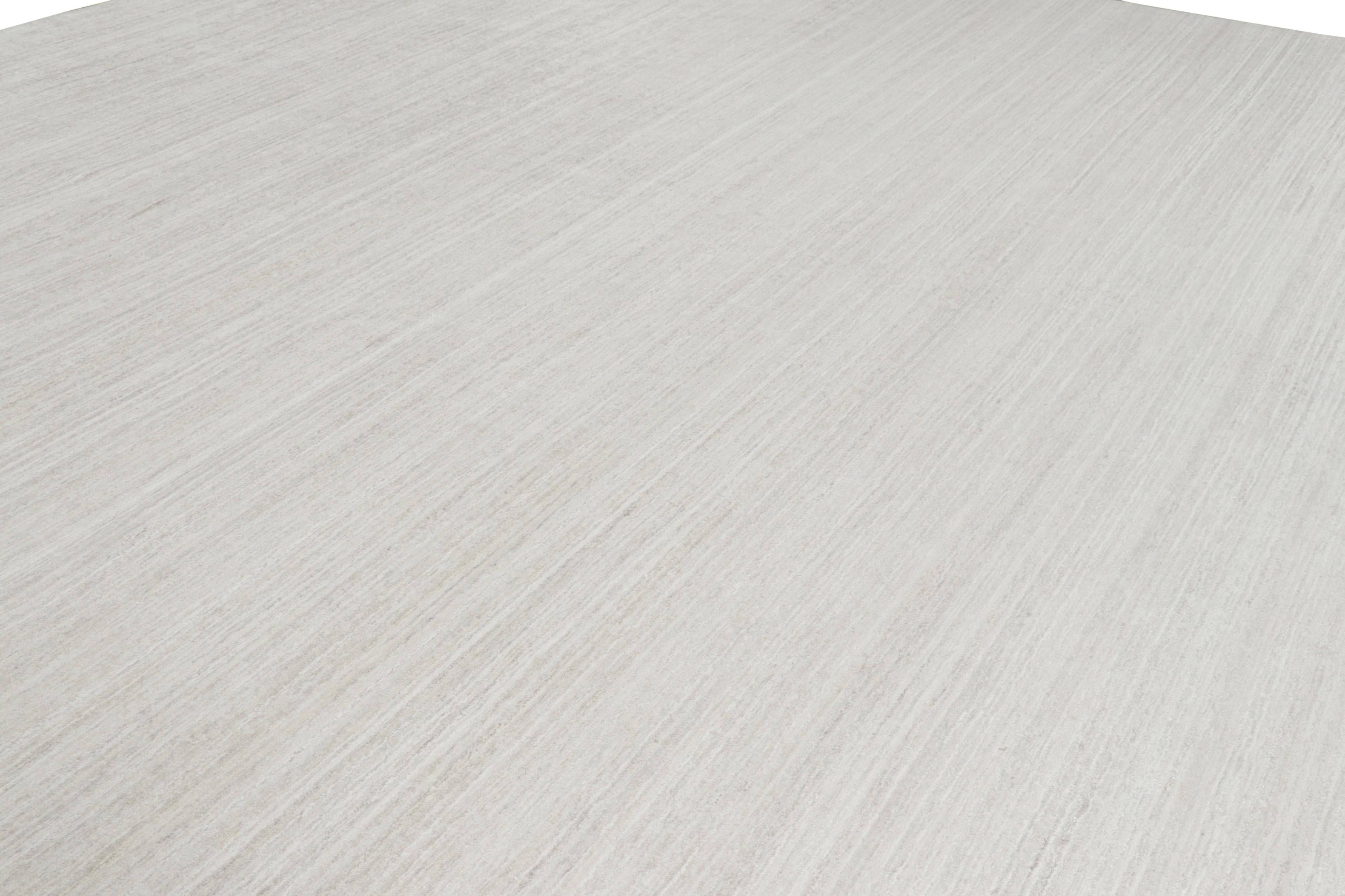 Übergroßer quadratischer Teppich von Rug & Kilim in Weiß und Grau mit Streifen (Moderne) im Angebot