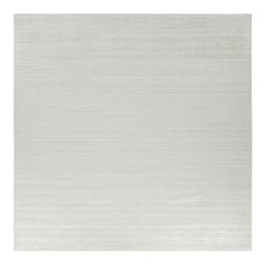 Rug & Kilim's Oversized Textural Square Rug in Solid White and Gray Striae (Tapis carré texturé surdimensionné à rayures blanches et grises)
