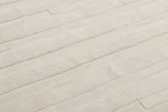 Rug & Kilim’s Oversized Textural Square Rug, Subtle Cream White High-Low Stripes