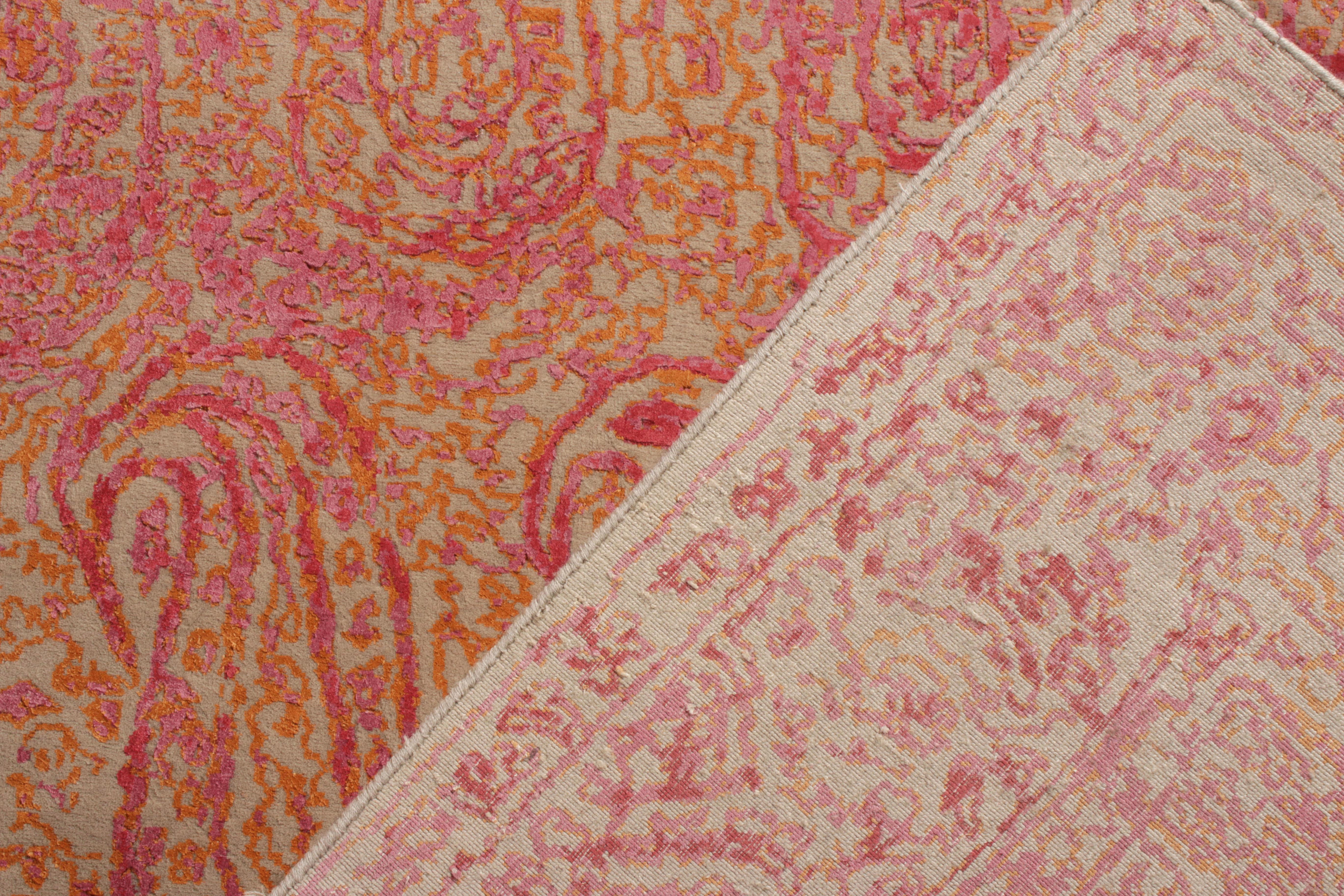 Other Rug & Kilim’s Paisley Style Transitional Rug in Red, Orange, Pink Floral Pattern For Sale
