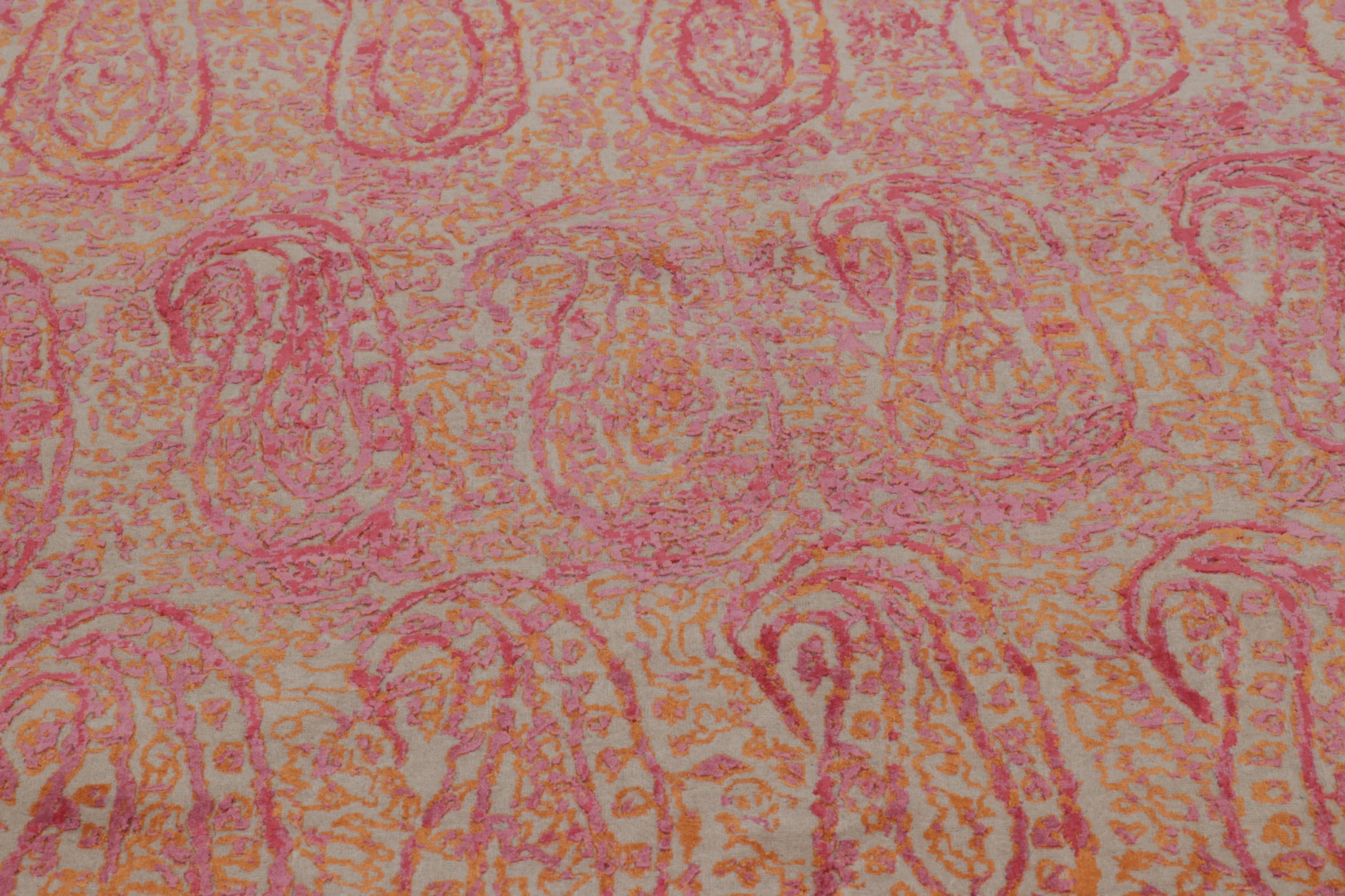 Other Rug & Kilim’s Paisley Style Transitional Rug in Red, Orange, Pink Floral Pattern For Sale