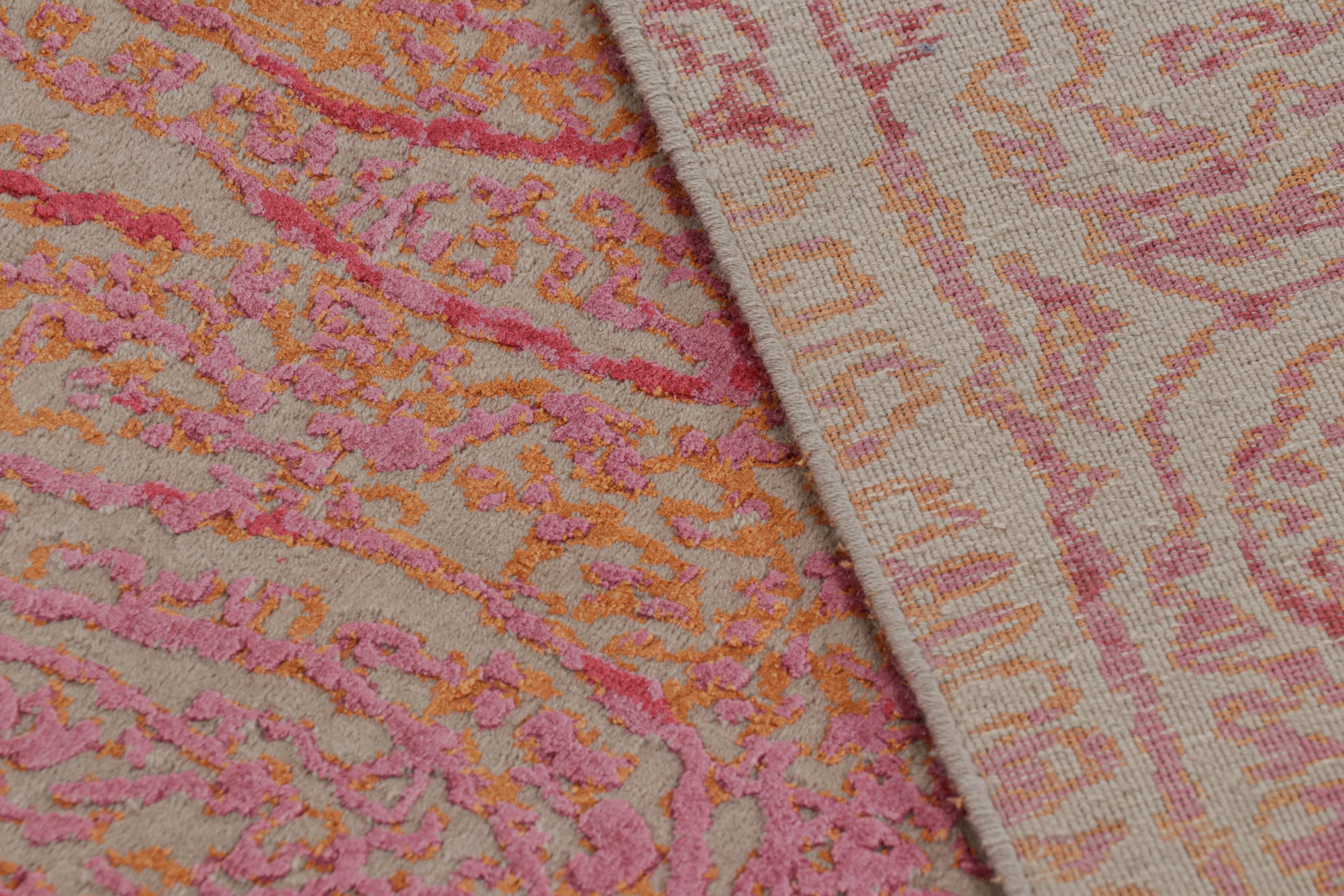 Hand-Knotted Rug & Kilim’s Paisley Style Transitional Rug in Red, Orange, Pink Floral Pattern For Sale