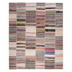 Beigefarbener und mehrfarbiger Woll-Kilim-Teppich von Rug & Kilim (Patchwork)
