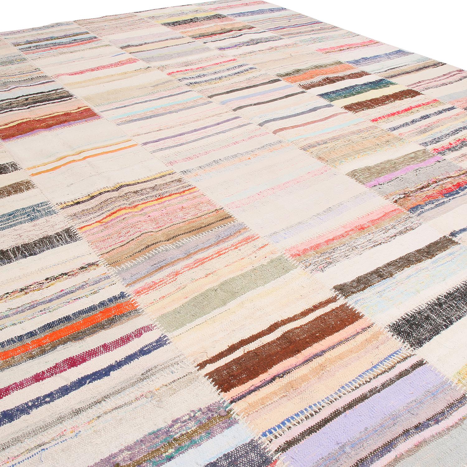 Turkish Rug & Kilim’s Patchwork Beige and Multi-Color Wool Kilim Rug