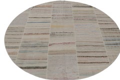 Rug & Kilim’s Patchwork Kilim Circle Rug in Polychromatic Stripes
