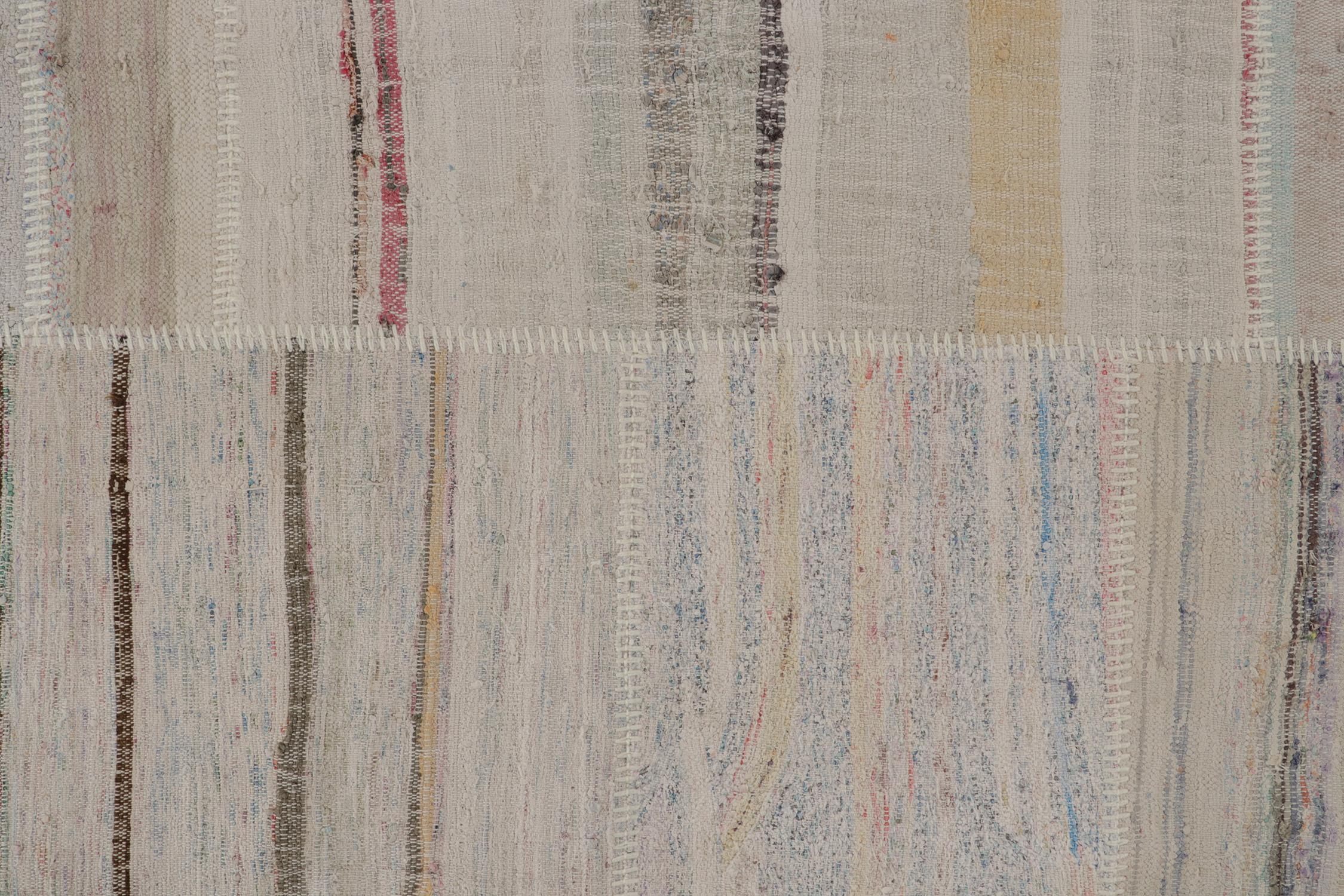 Teppich & Kilims Patchwork-Kelim-kreisteppich mit polychromen Streifen (Handgeknüpft) im Angebot
