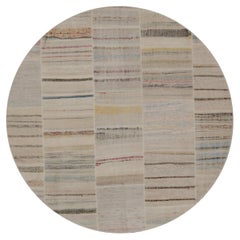 Rug & Kilim’s Patchwork Kilim Circle Rug in Polychromatic Stripes