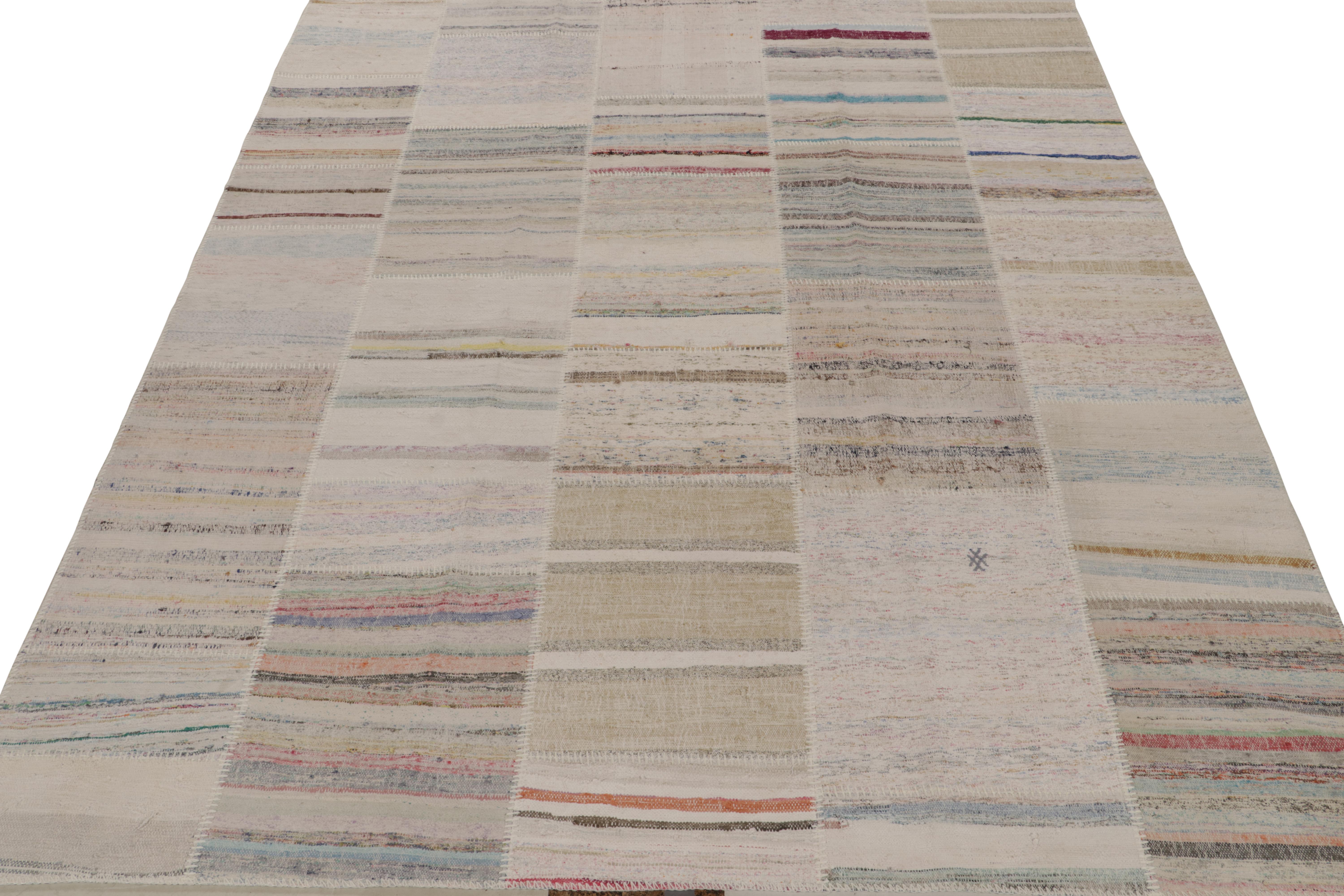 Modern Rug & Kilim’s Patchwork Kilim in Polychromatic Stripes