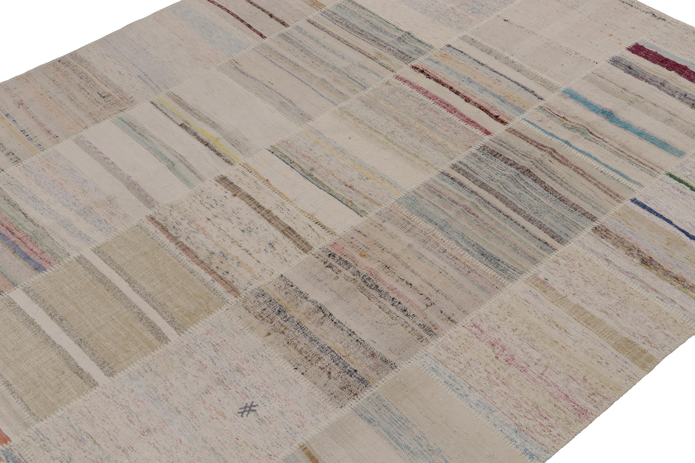 Turkish Rug & Kilim’s Patchwork Kilim in Polychromatic Stripes