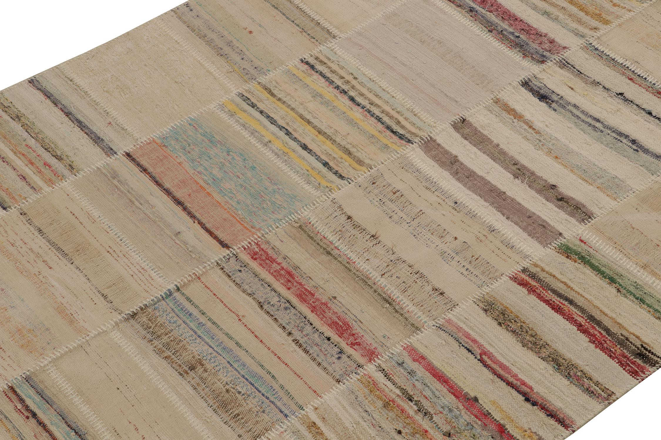 Turkish Rug & Kilim’s Patchwork Kilim in Polychromatic Stripes For Sale