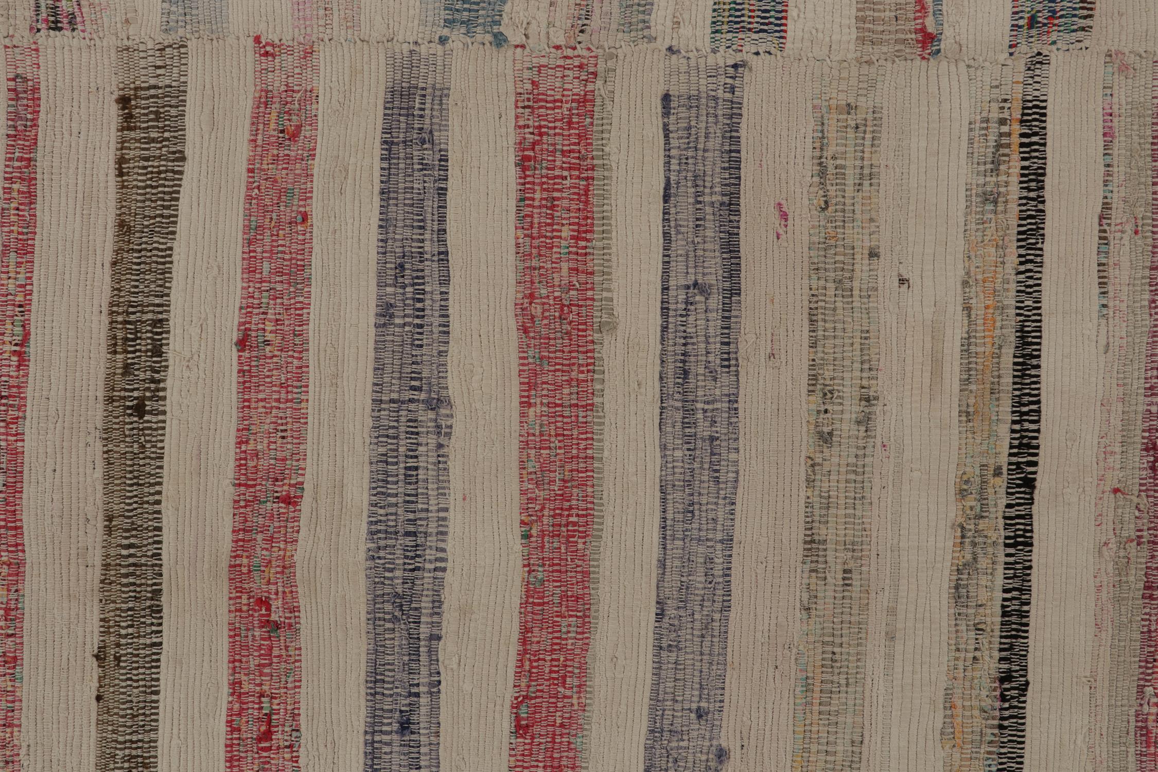 Turkish Rug & Kilim’s Patchwork Kilim in Polychromatic Stripes For Sale