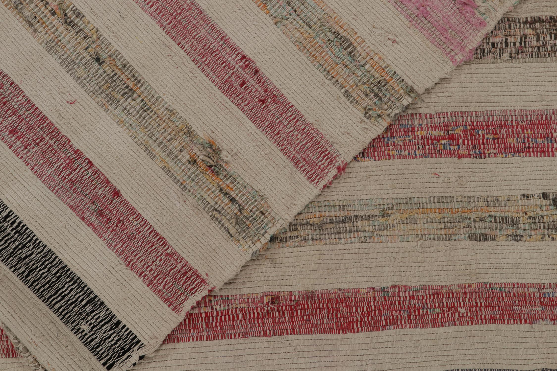 Hand-Knotted Rug & Kilim’s Patchwork Kilim in Polychromatic Stripes For Sale