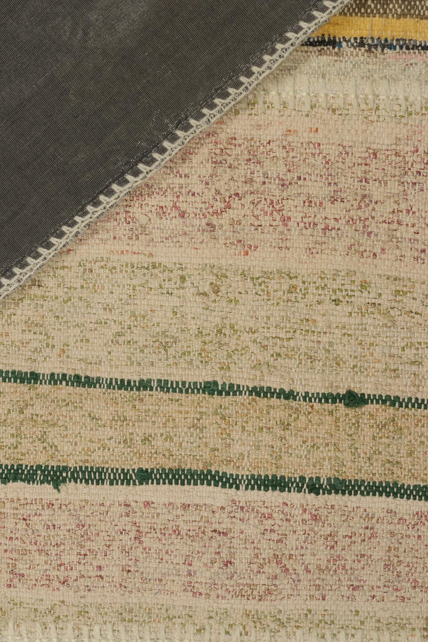 Contemporary Rug & Kilim’s Patchwork Kilim in Polychromatic Stripes For Sale