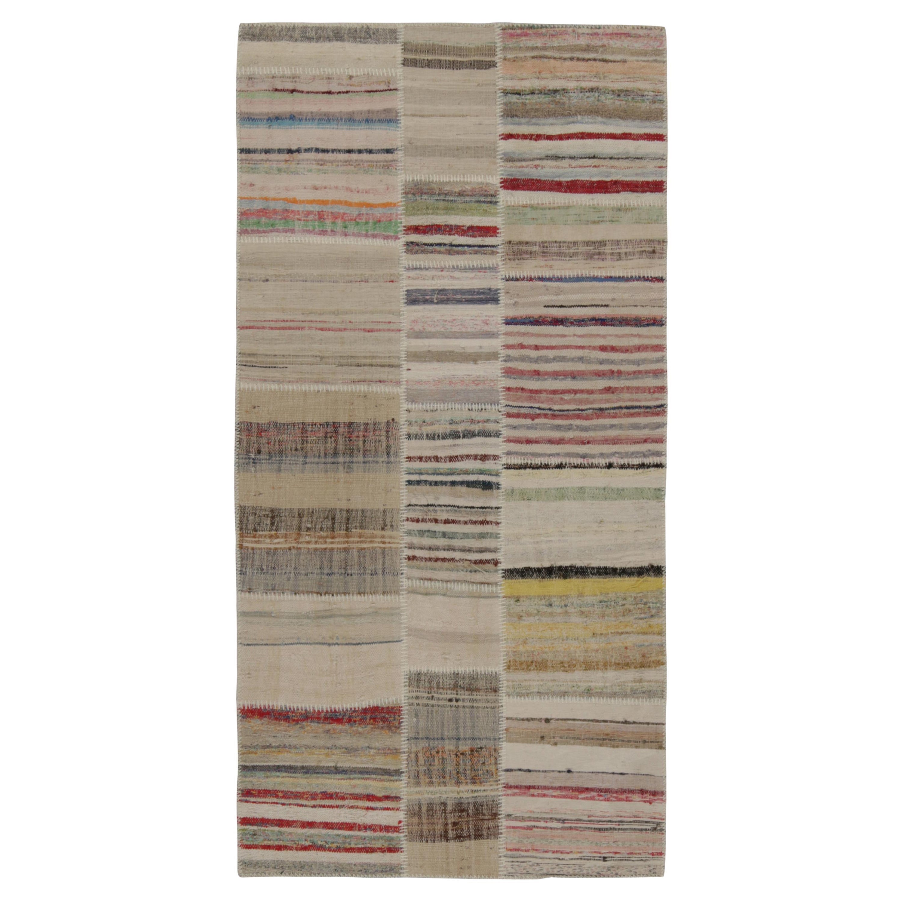 Rug & Kilim's Patchwork Kilim in Polychromatic Stripes (Kilim en patchwork à rayures polychromes)