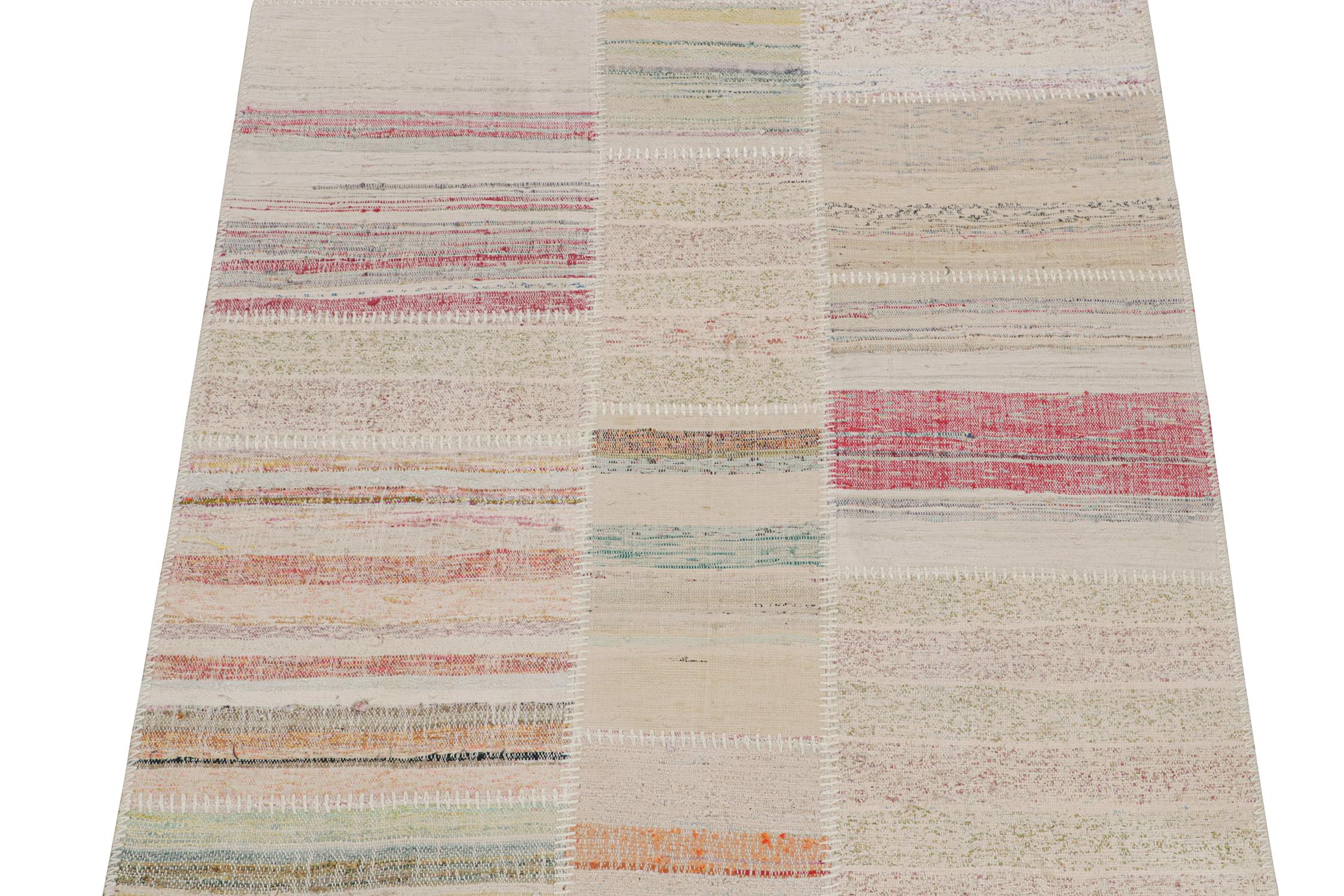 Alfombra Patchwork Kilim de Rayas Policromáticas de Rug & Kilim Moderno en venta