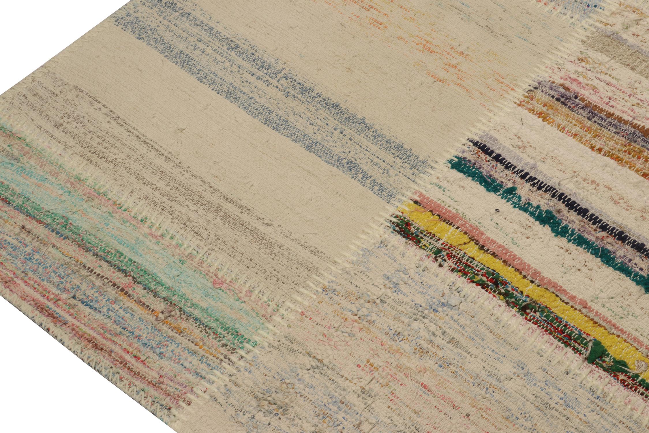 Hand-Knotted Rug & Kilim’s Patchwork Kilim Rug in Polychromatic Stripes For Sale