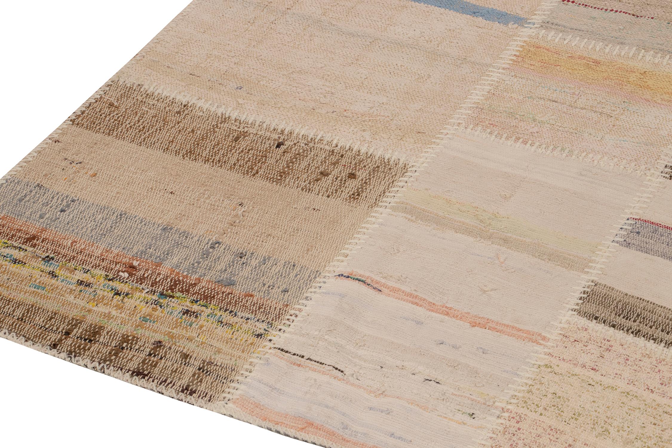 Annodato a mano Rug & Kilim - Tappeto patchwork Kilim a strisce policrome in vendita