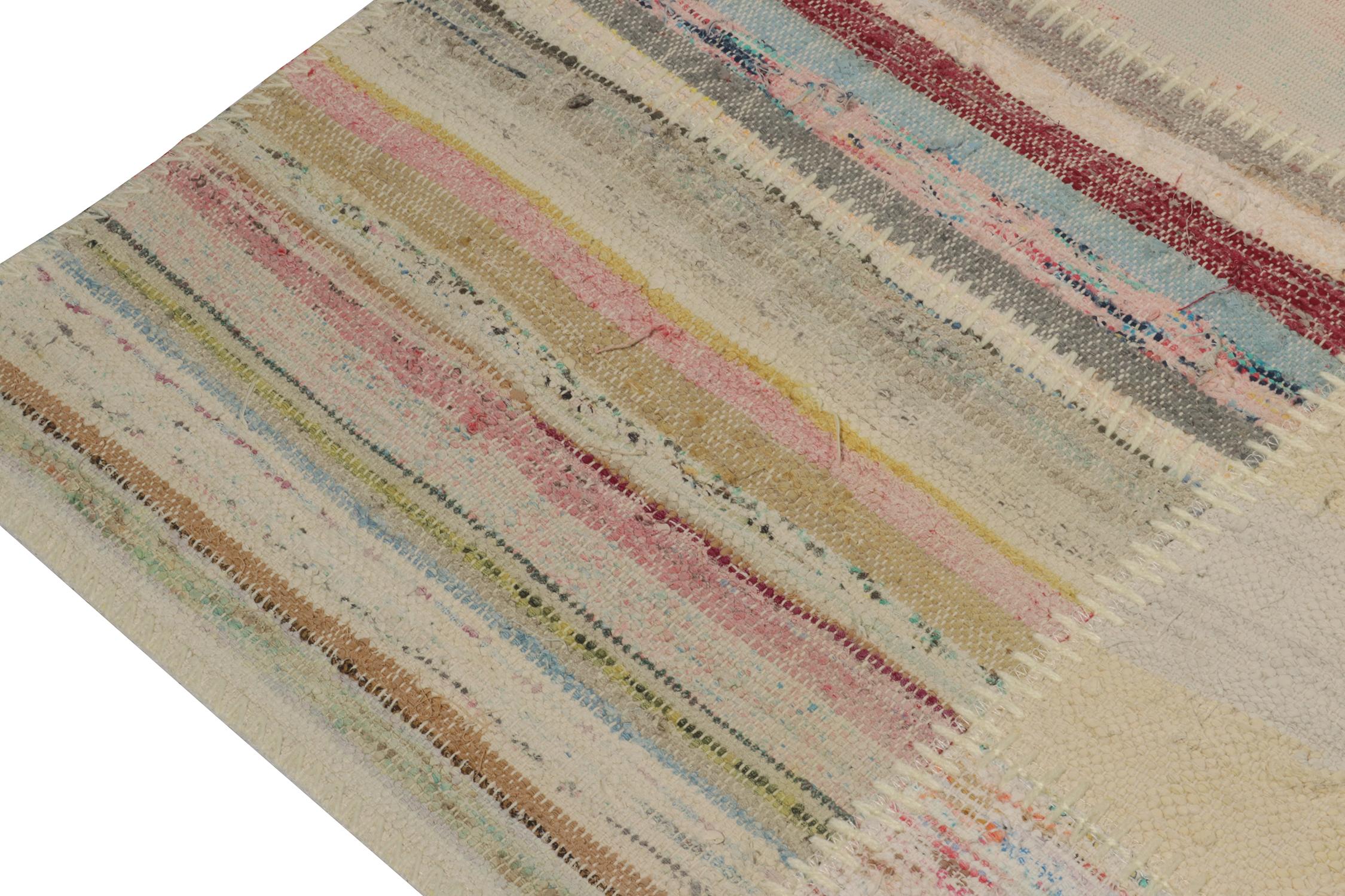 Patchwork-Kilim-Teppich von Rug & Kilim in mehrfarbigen Streifen (Handgeknüpft) im Angebot