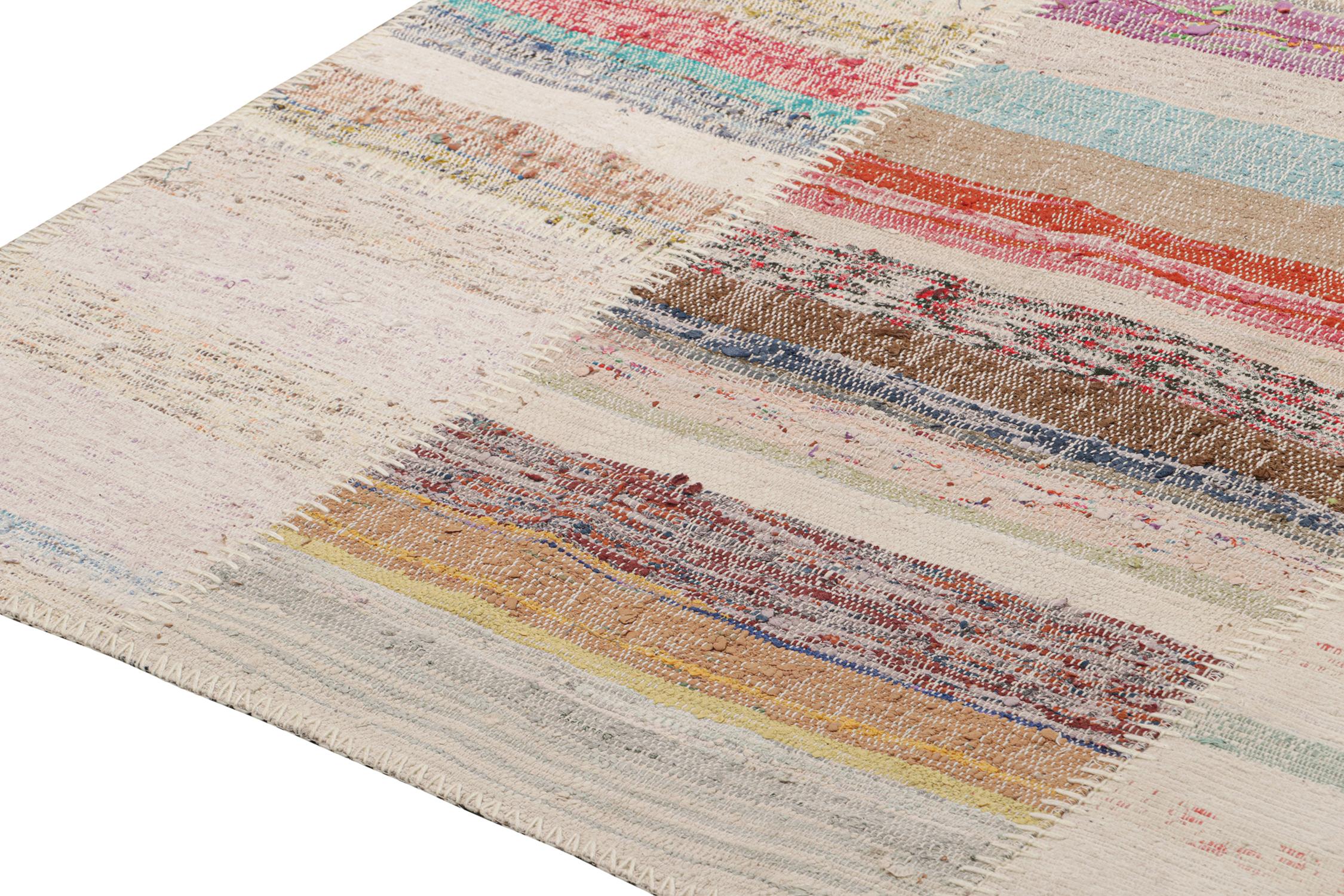 Annodato a mano Rug & Kilim - Tappeto patchwork Kilim a strisce policrome in vendita