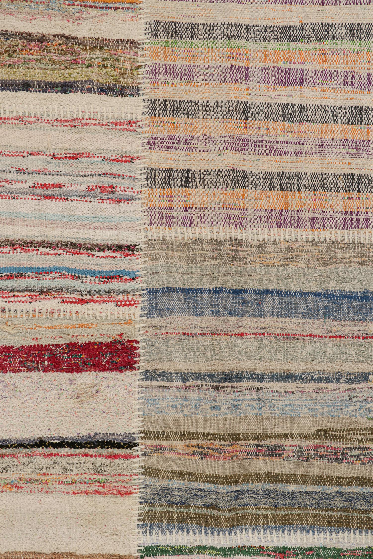 Rug & Kilim’s Patchwork Kilim Rug in Polychromatic Stripes In New Condition For Sale In Long Island City, NY