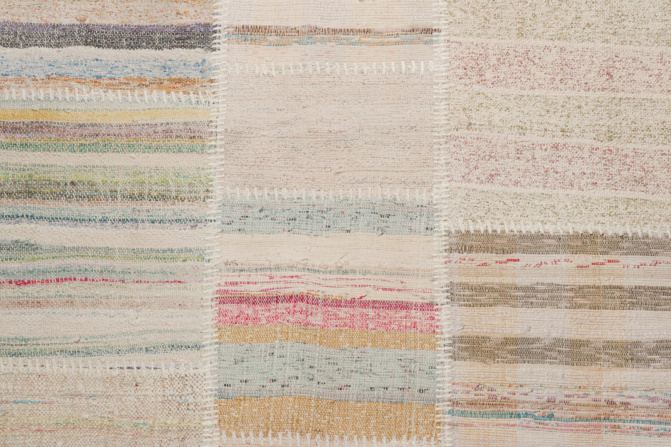 Rug & Kilim’s Patchwork Kilim Rug in Polychromatic Stripes In New Condition For Sale In Long Island City, NY