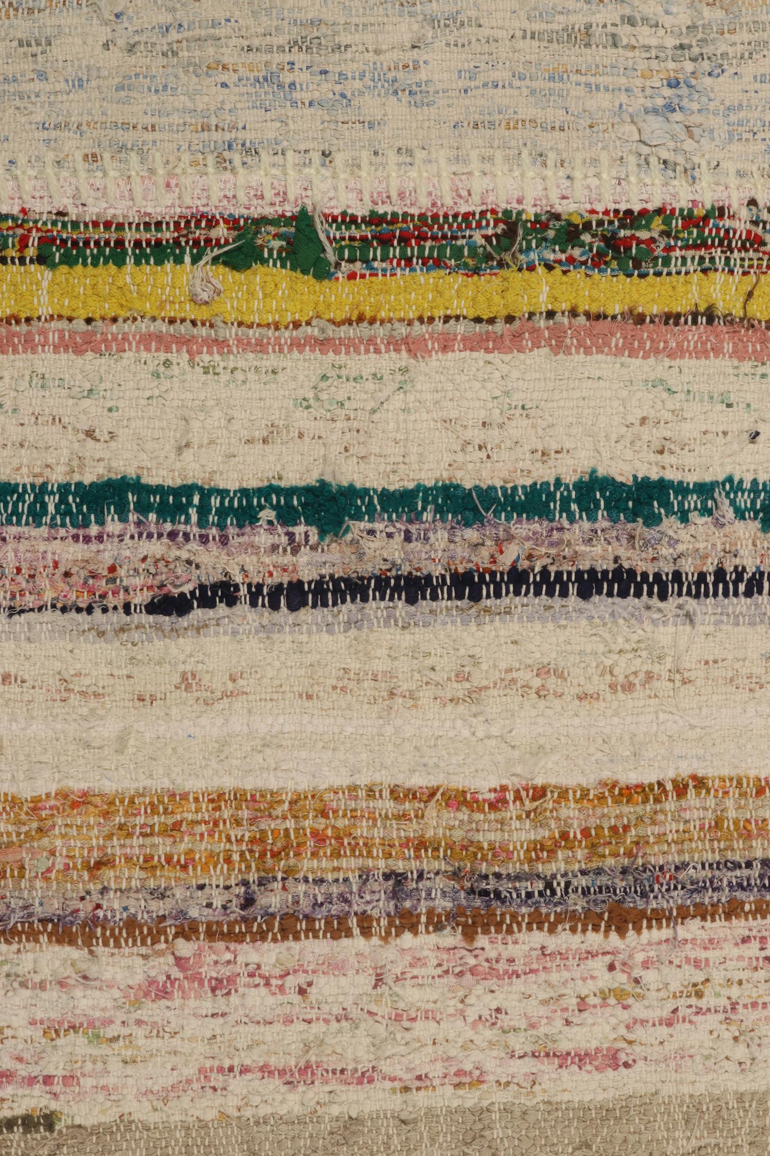 Rug & Kilim’s Patchwork Kilim Rug in Polychromatic Stripes In New Condition For Sale In Long Island City, NY