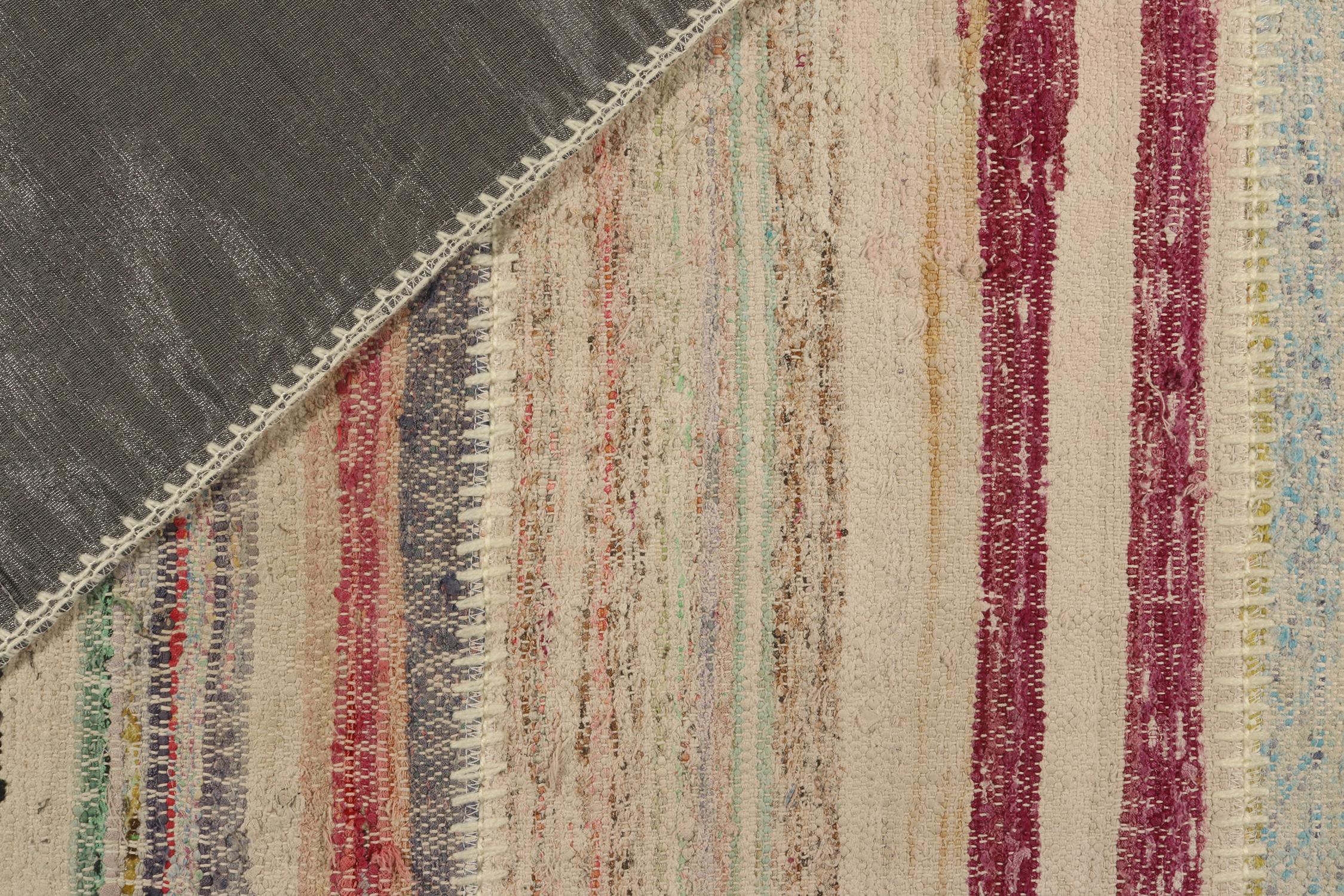 Rug & Kilim’s Patchwork Kilim Runner in Polychromatic Stripes In New Condition For Sale In Long Island City, NY