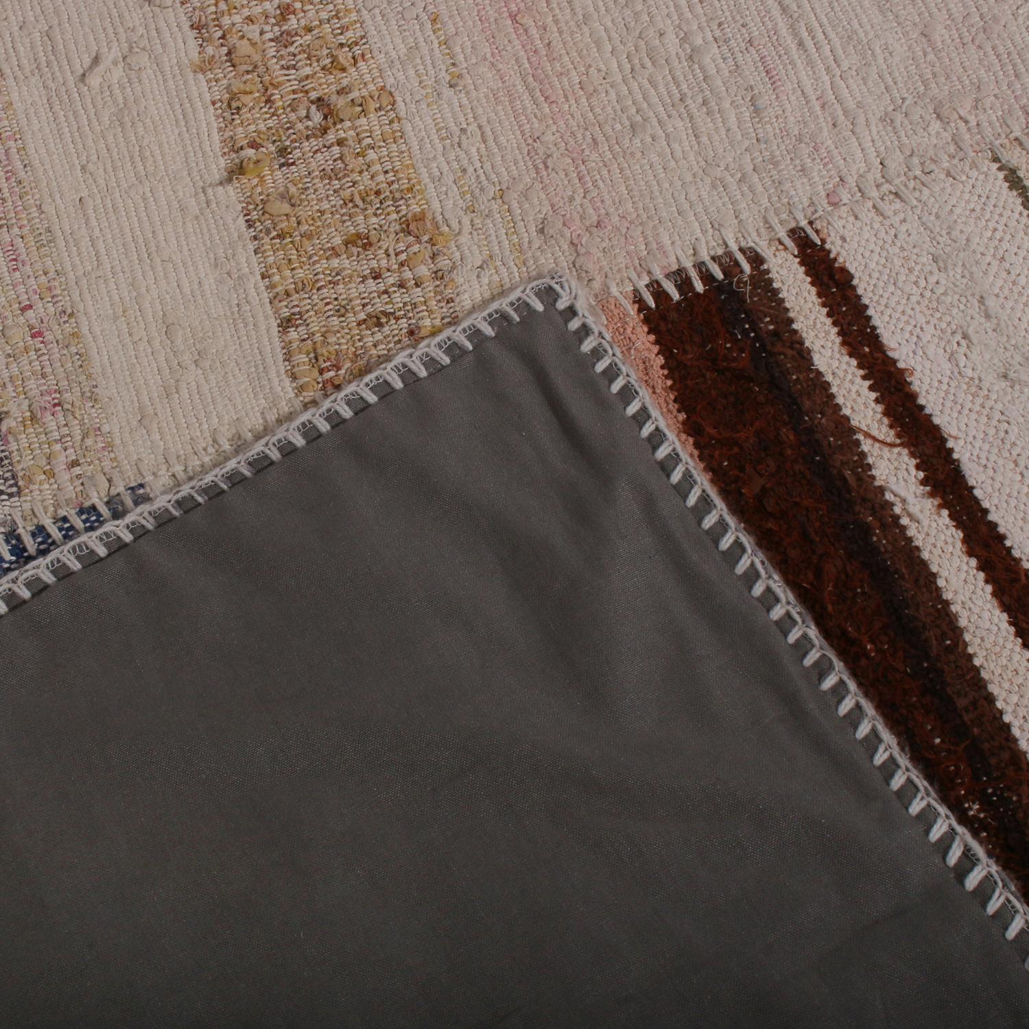 Contemporary Rug & Kilim’s Patchwork Modern Geometric Beige Brown Wool Colorful Kilim Runner