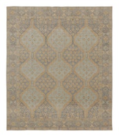 Rug & Kilim’s Persian Afshar-Inspired Distressed Rug, Geometric Patterns in Blue