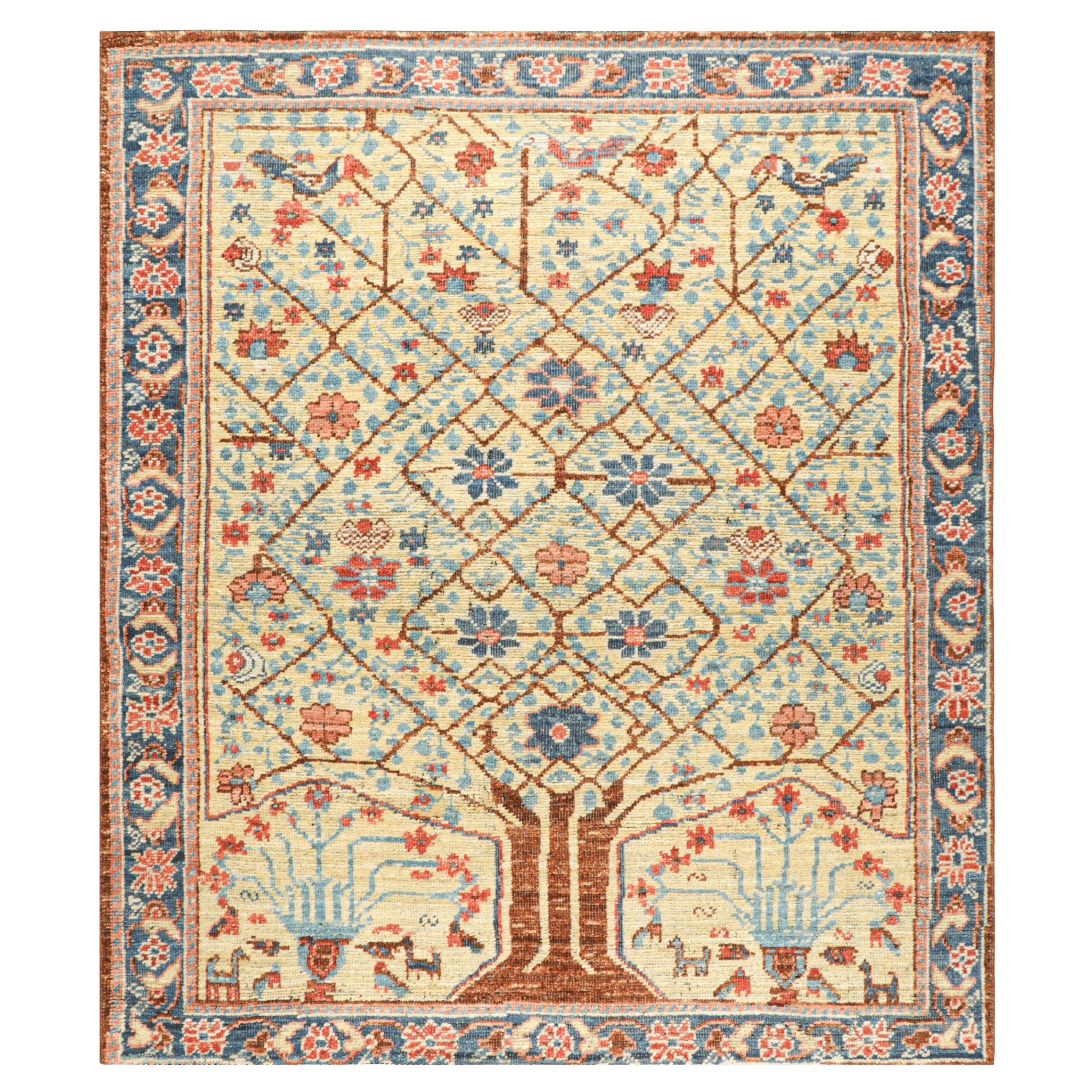Rug & Kilim’s Persian Bakhtiari Style Rug in Beige with Colorful Floral Patterns