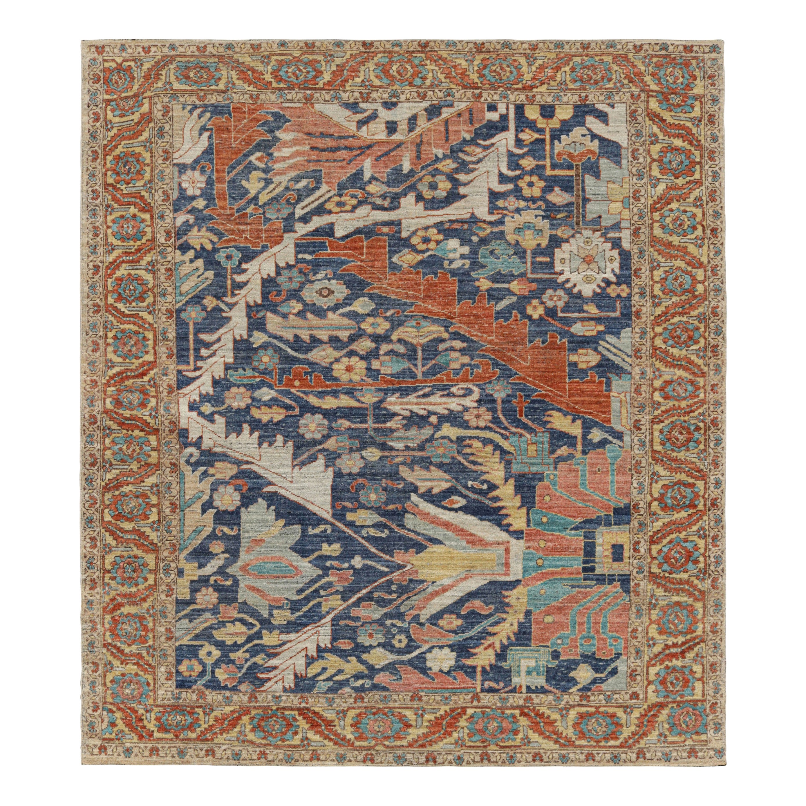 Tappeto persiano Bakshaish di Rug & Kilim in blu navy con motivi floreali in vendita