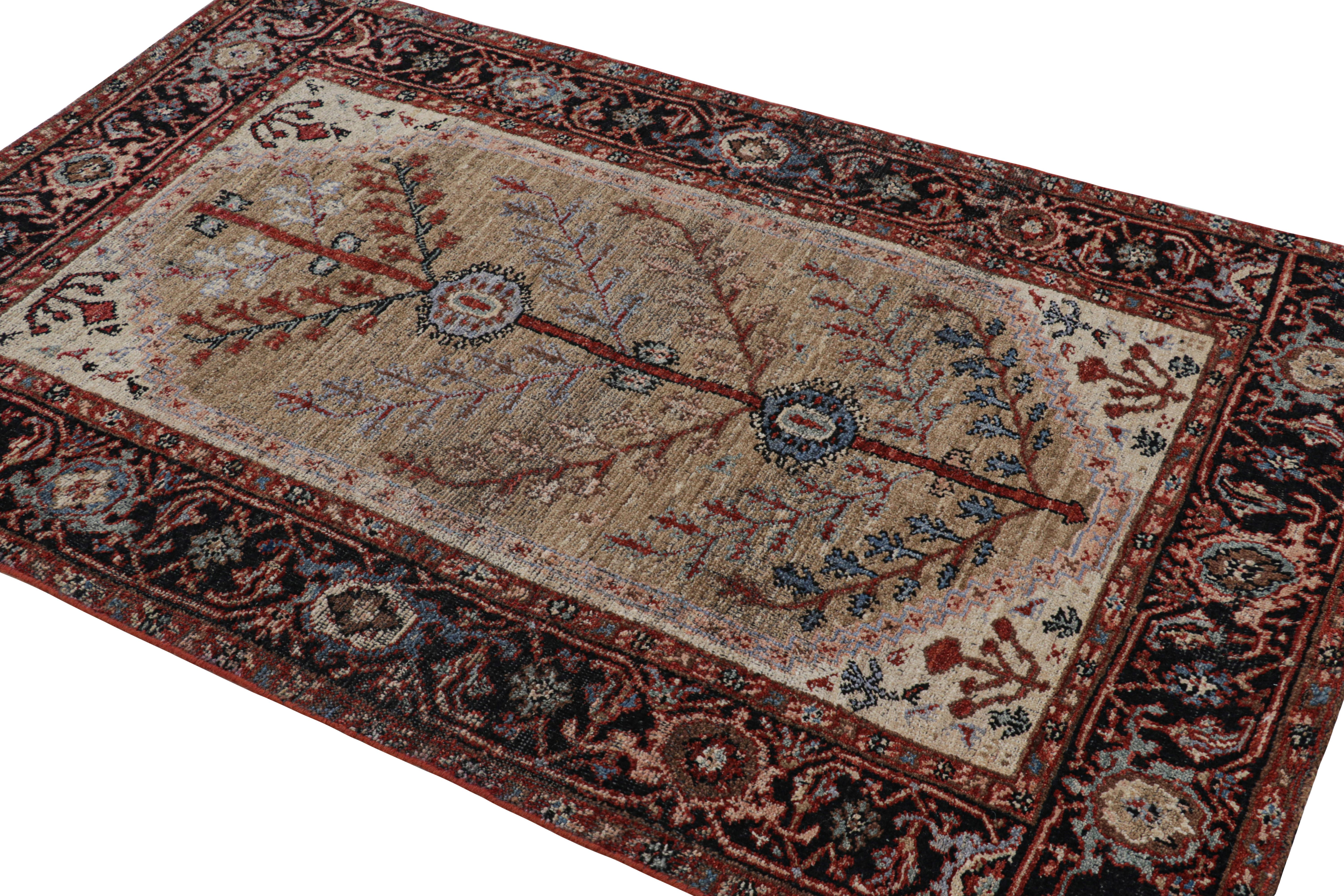 Rug & Kilim’s Persian Bakshaish Style Rug in Beige-Brown with Floral Patterns In New Condition For Sale In Long Island City, NY