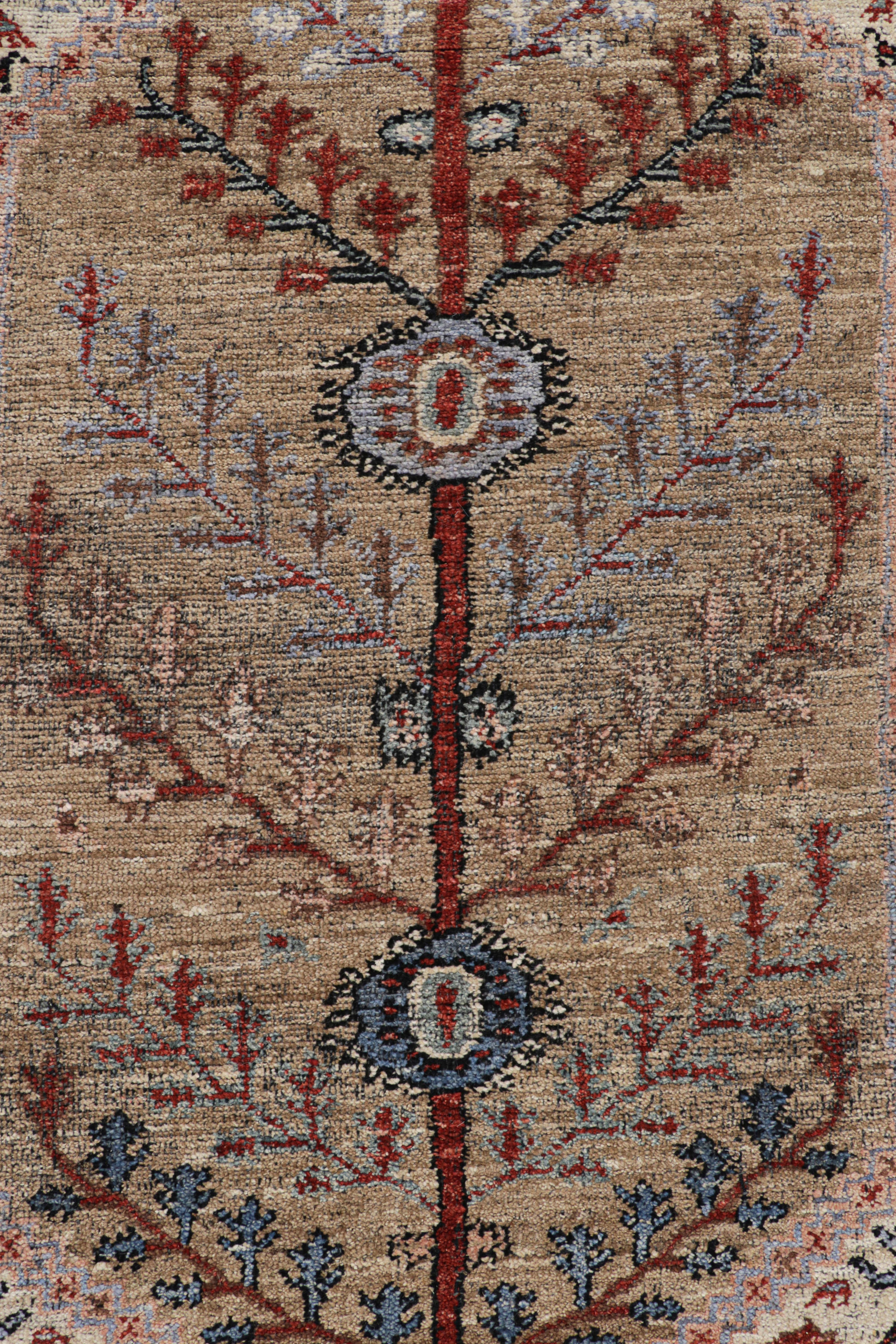 Contemporary Rug & Kilim’s Persian Bakshaish Style Rug in Beige-Brown with Floral Patterns For Sale