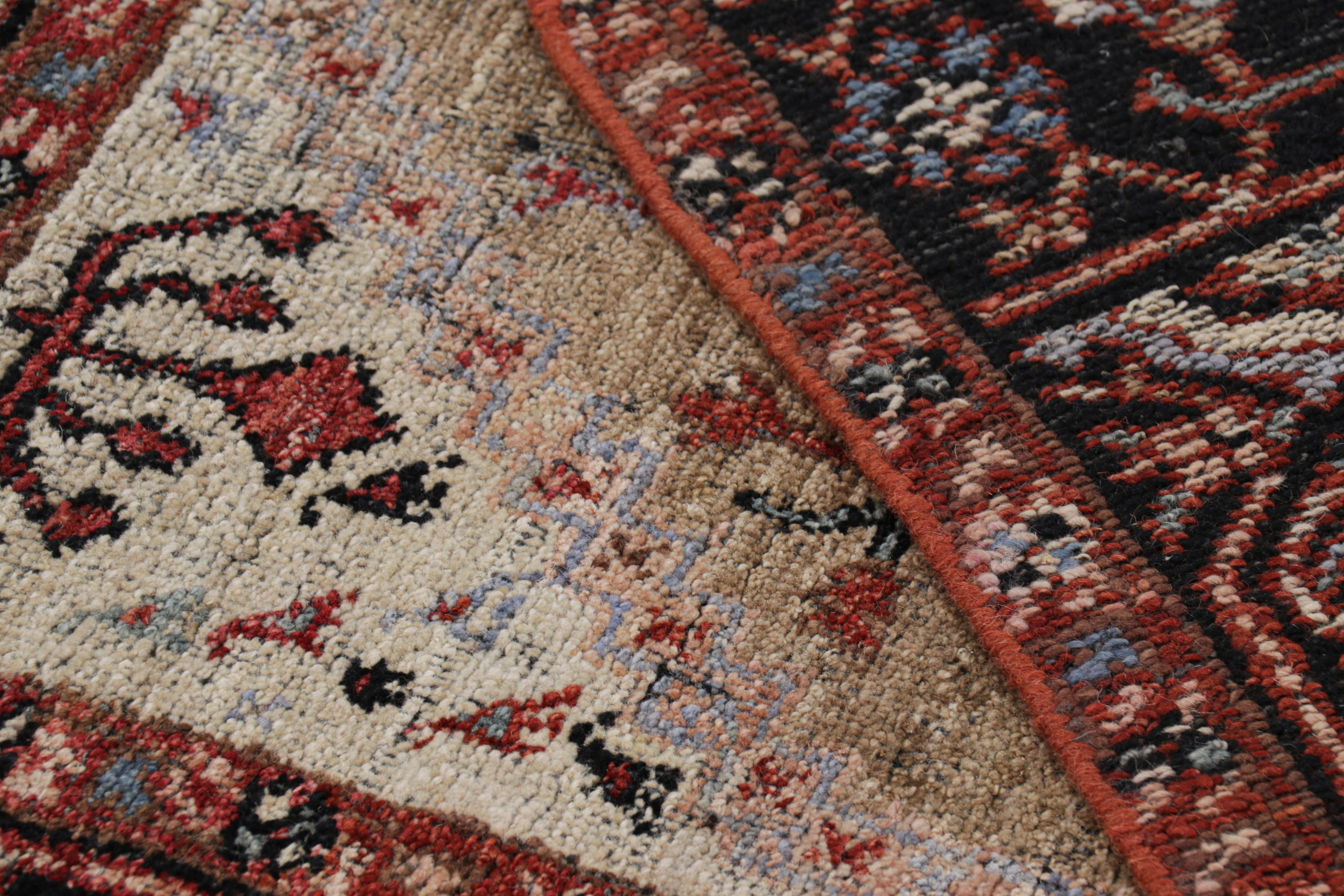 Wool Rug & Kilim’s Persian Bakshaish Style Rug in Beige-Brown with Floral Patterns For Sale