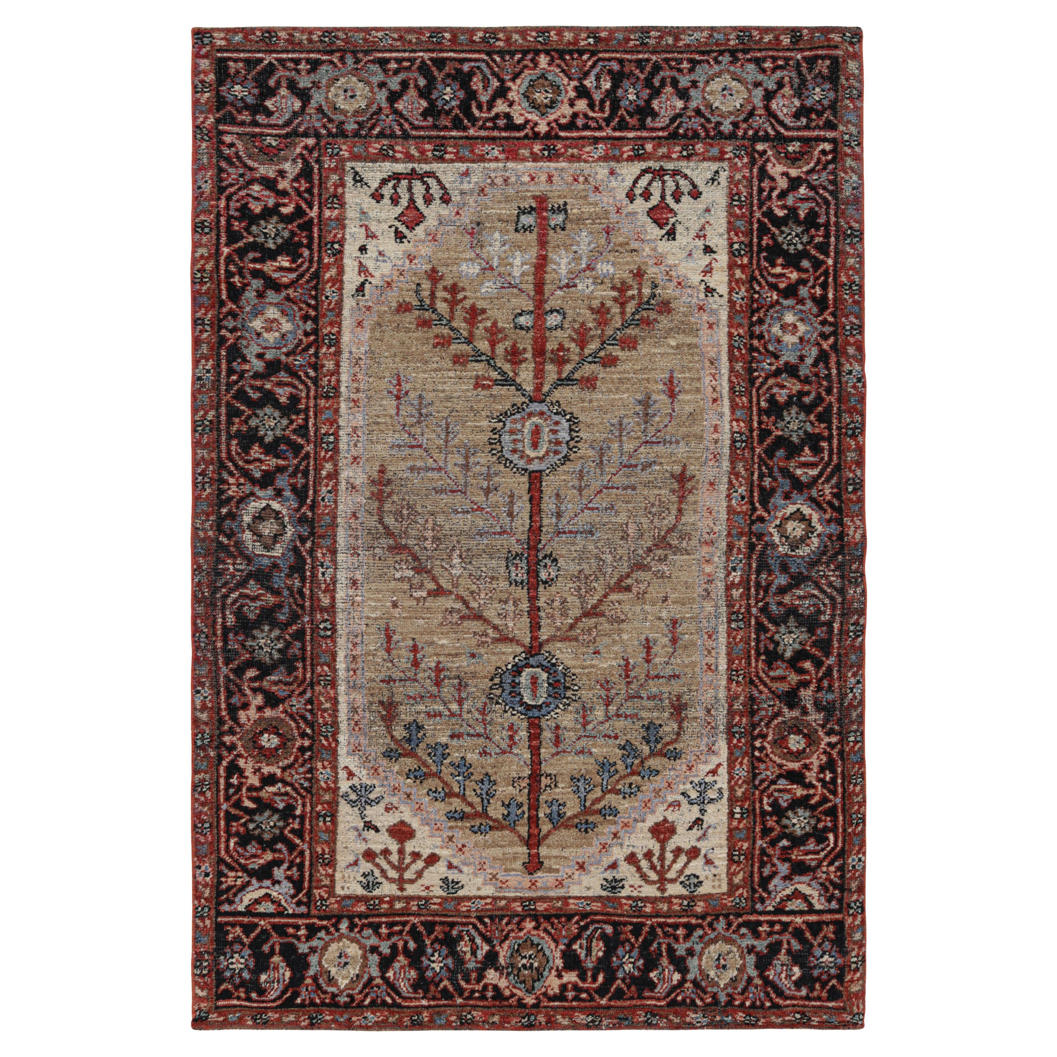 Rug & Kilim’s Persian Bakshaish Style Rug in Beige-Brown with Floral Patterns For Sale