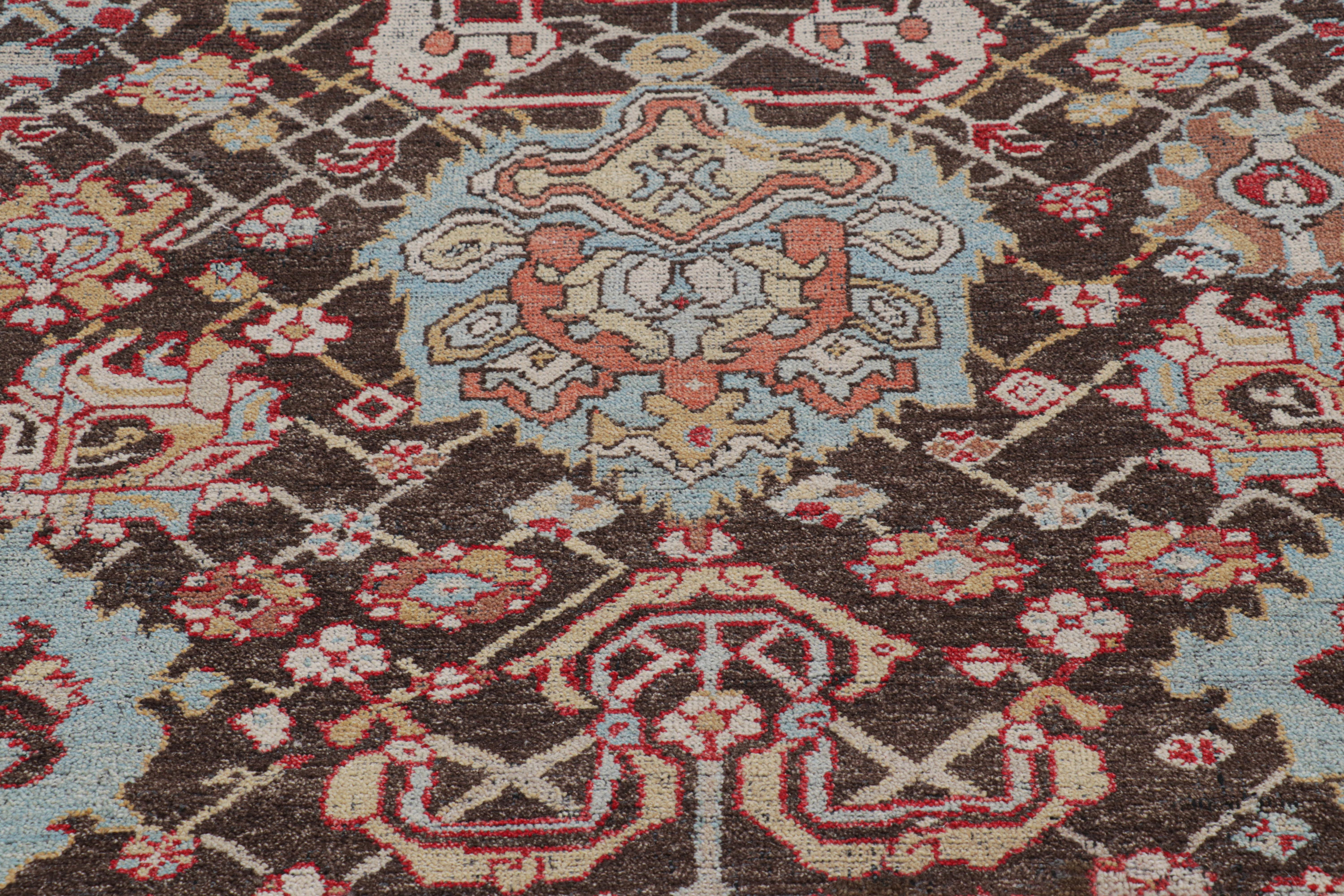 Indien Rug & Kilim's Persian Bakshaish Style Rug in Brown with Palmette Floral Patterns en vente