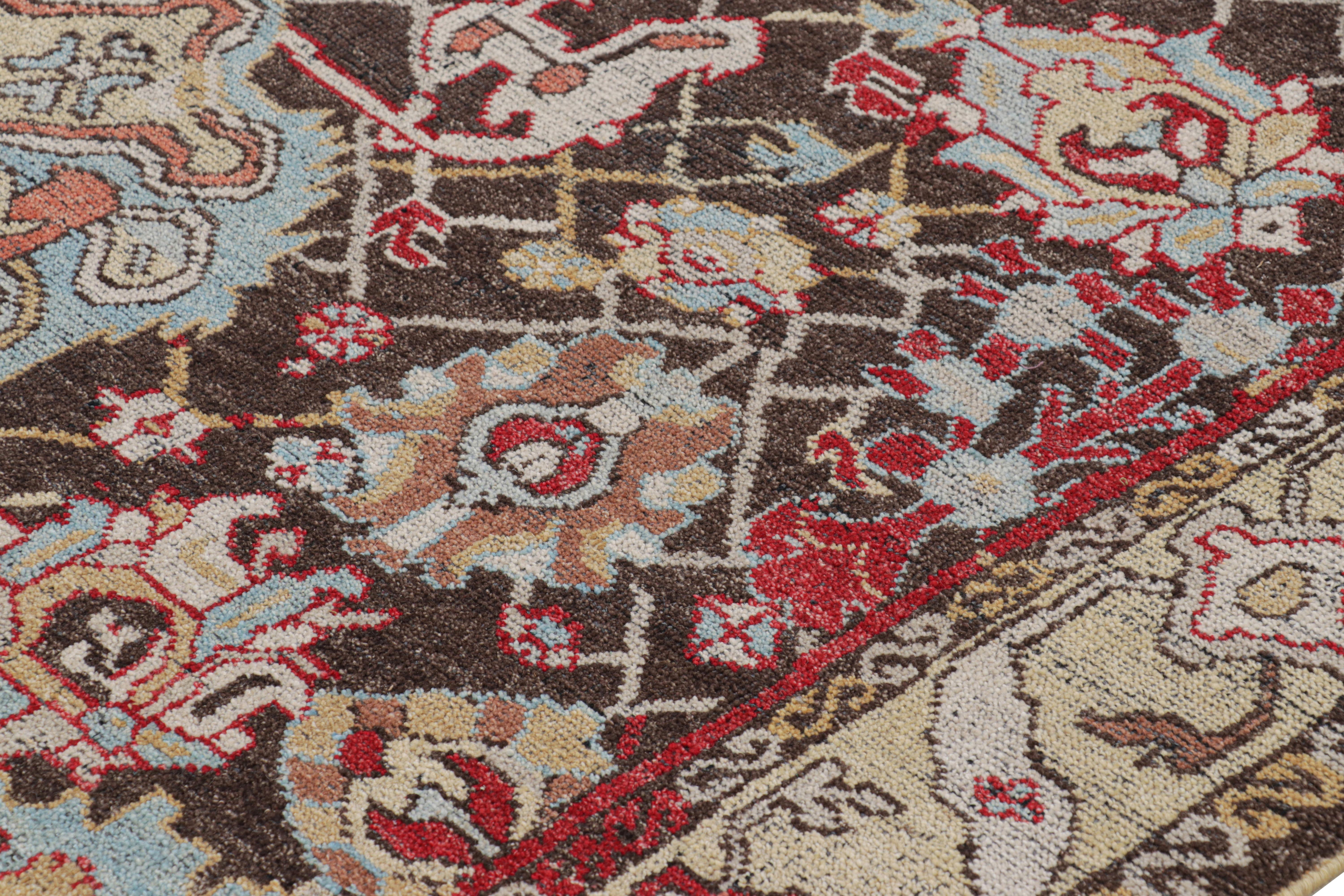 XXIe siècle et contemporain Rug & Kilim's Persian Bakshaish Style Rug in Brown with Palmette Floral Patterns en vente