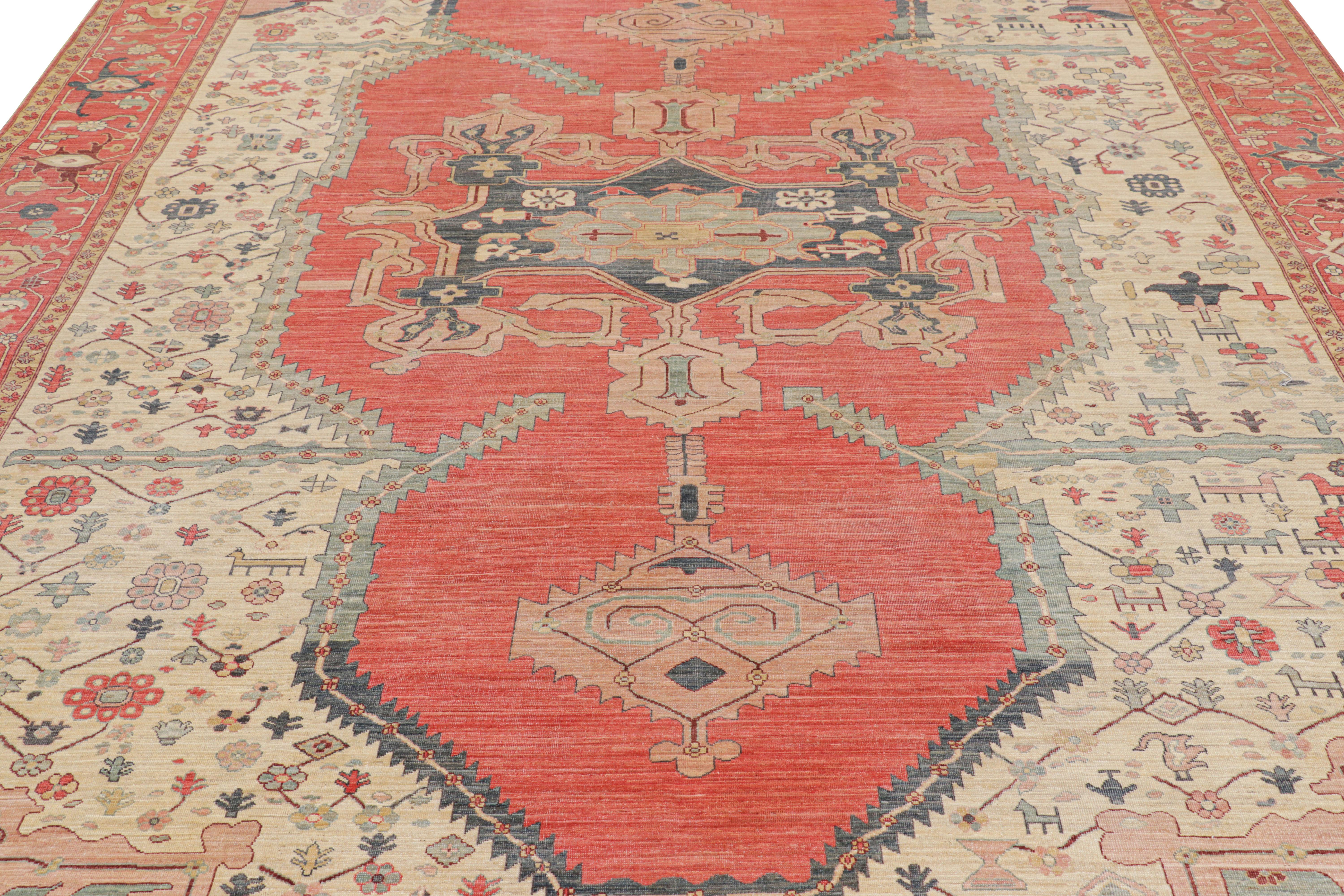 Fabriqué en laine nouée à la main, ce tapis 9x12 de notre Collection Modern Classics représente l'une de nos nouvelles interprétations les plus luxueuses d'un classique, en particulier d'un motif floral comme ceux que l'on trouve dans les tapis