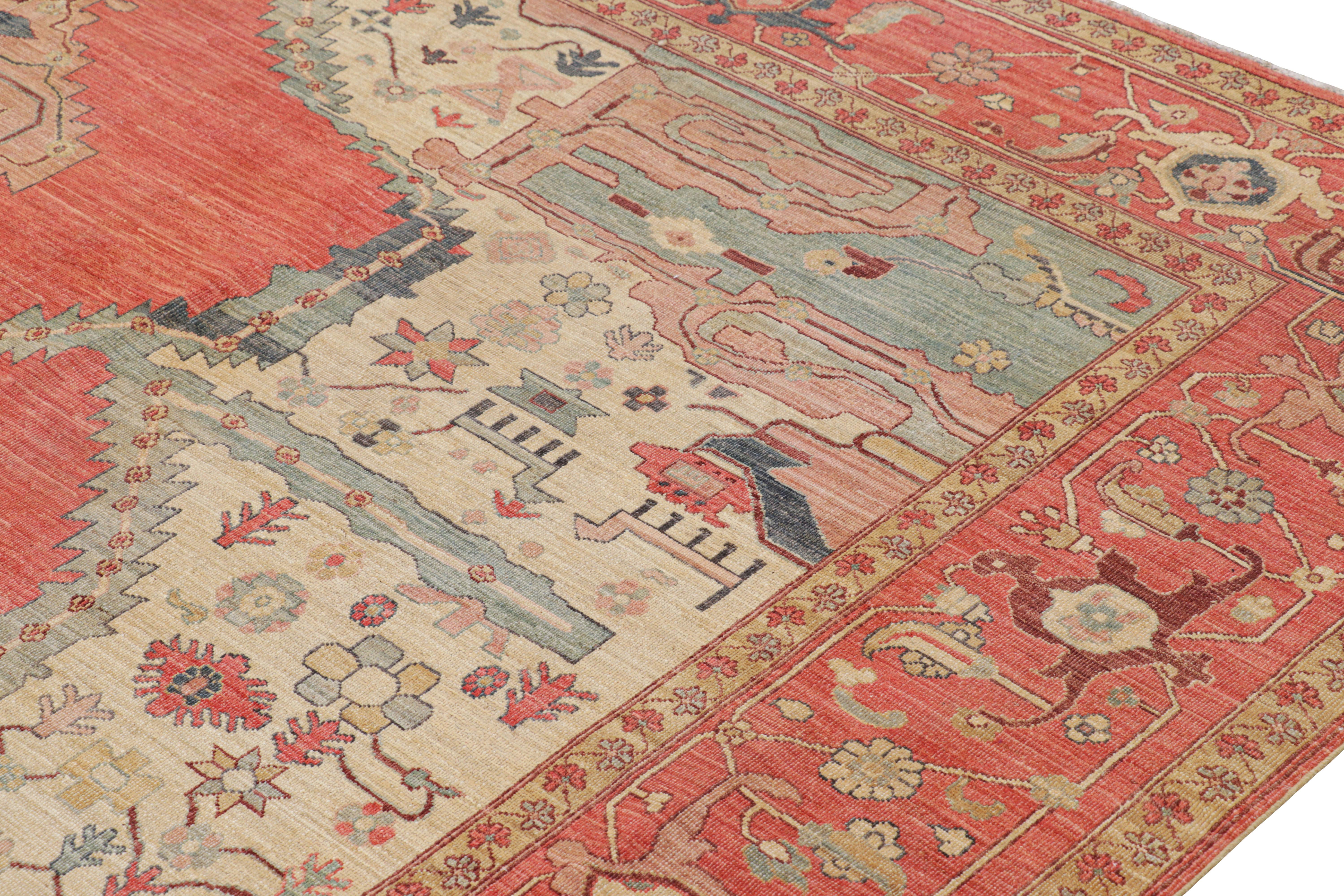 Rug & Kilim's Persischer Bakshaish Stil Teppich in Rot mit geometrischem Medaillon (Indisch) im Angebot