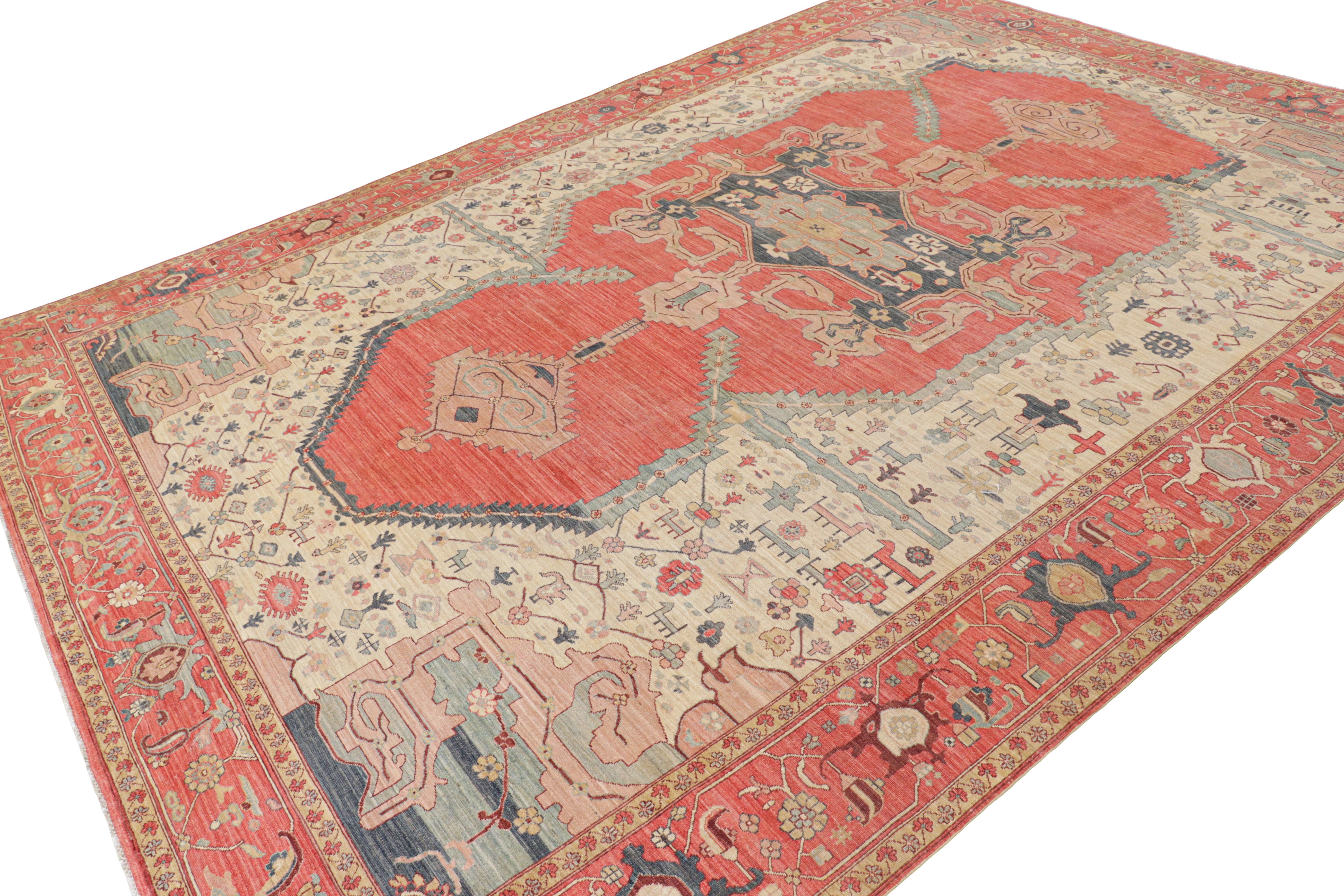 Rug & Kilim's Persischer Bakshaish Stil Teppich in Rot mit geometrischem Medaillon (Handgeknüpft) im Angebot