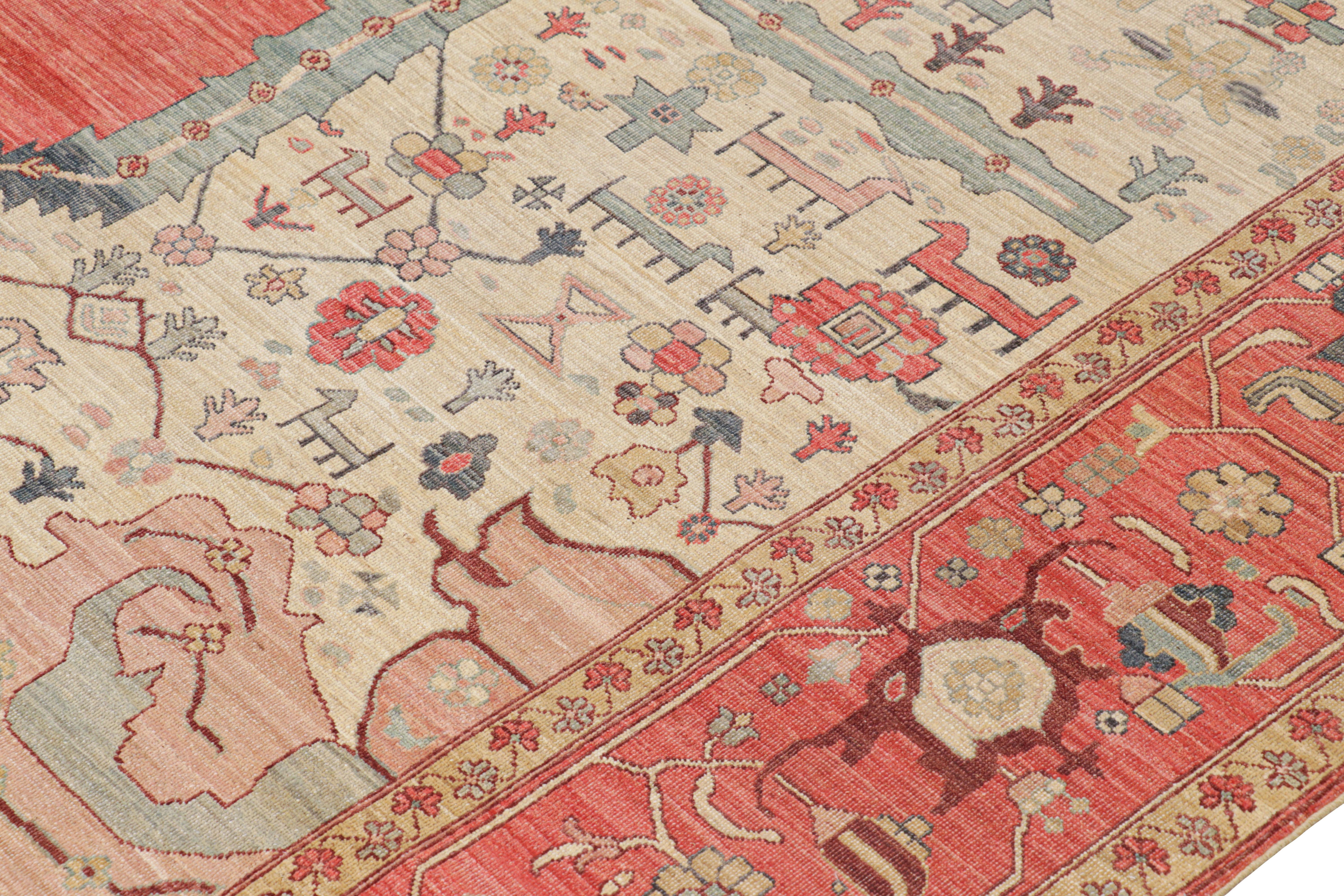 XXIe siècle et contemporain Rug & Kilim's Persian Bakshaish Style Rug in Red with Geometric Medallion en vente