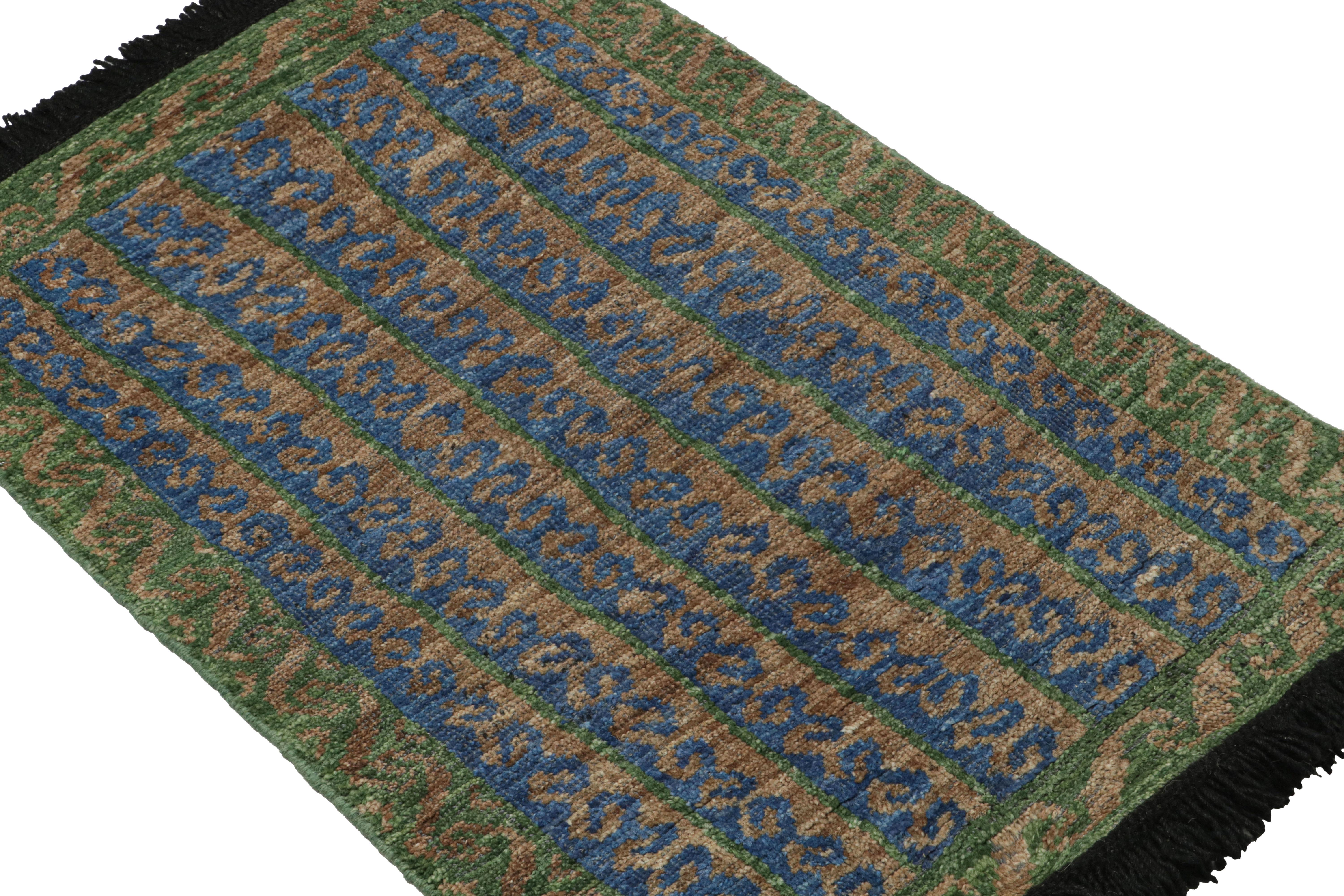 Modern Rug & Kilim’s Persian Baluch Rug in Green with Stripes and Geometric Patterns For Sale