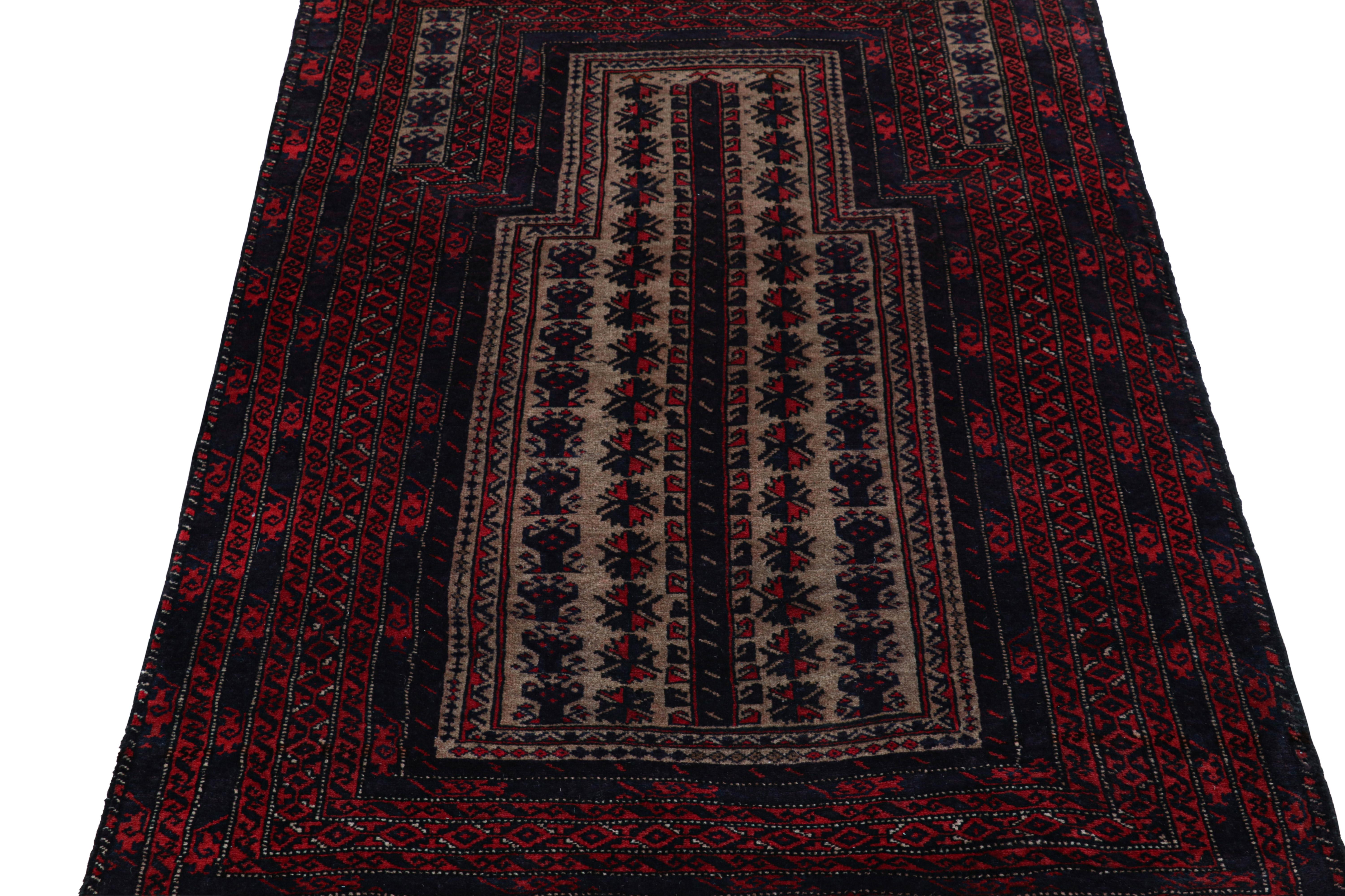 Rug & Kilim’s Persian Baluch Tribal Rug in Burgundy with Geometric Patterns In New Condition For Sale In Long Island City, NY