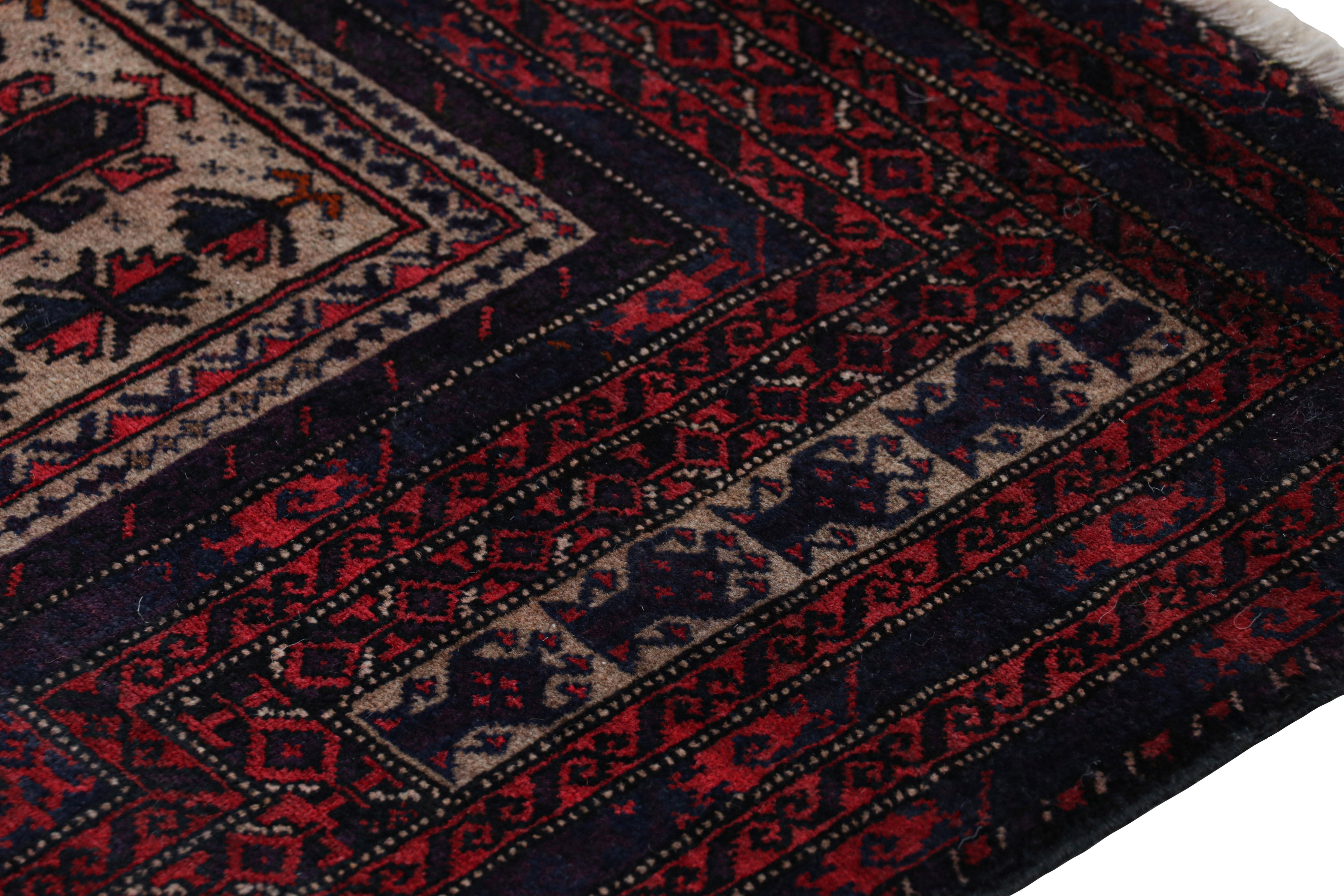 Contemporary Rug & Kilim’s Persian Baluch Tribal Rug in Burgundy with Geometric Patterns For Sale