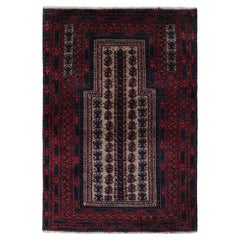 Rug & Kilim's Persian Baluch Tribal Rug in Burgundy with Geometric Patterns (tapis tribal persan Baluch en Bourgogne avec motifs géométriques)